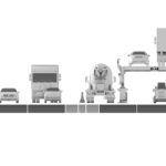 Federālā ceļu biroja izveidotā mobilā gājēju celiņa ASTRA-Bridge renderēšana būvlaukumiem
