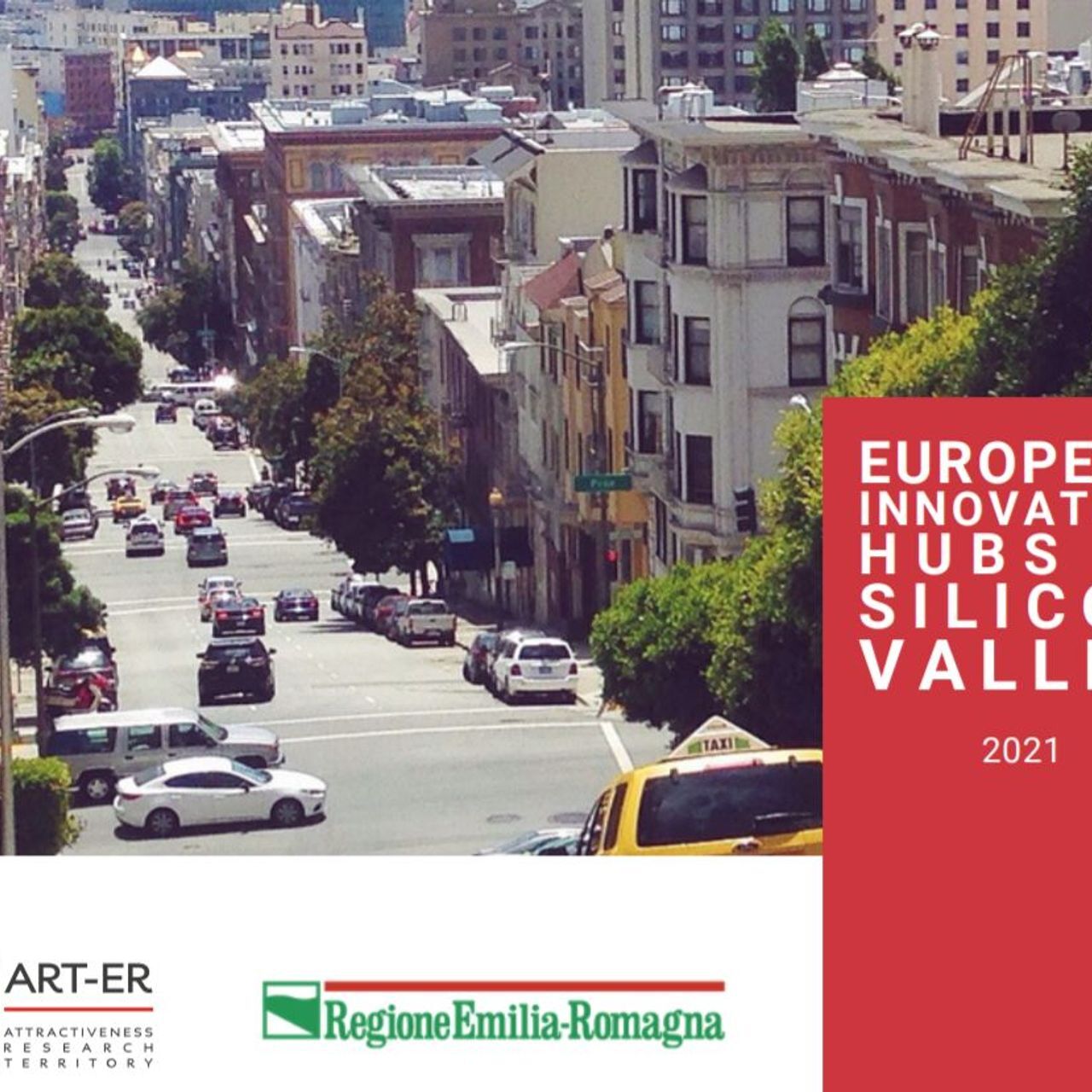 Forsiden af ​​rapporten "European Innovation Hubs in Silicon Valley 2021"