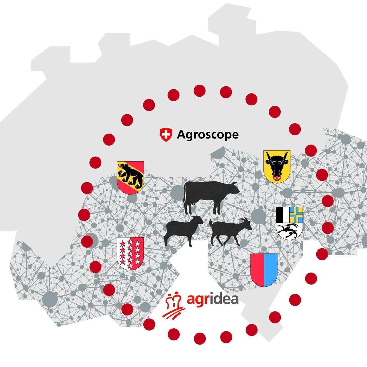La rete delle stazioni sperimentali per l’agricoltura alpestre e di montagna della Svizzera (Illustrazione Agroscope)