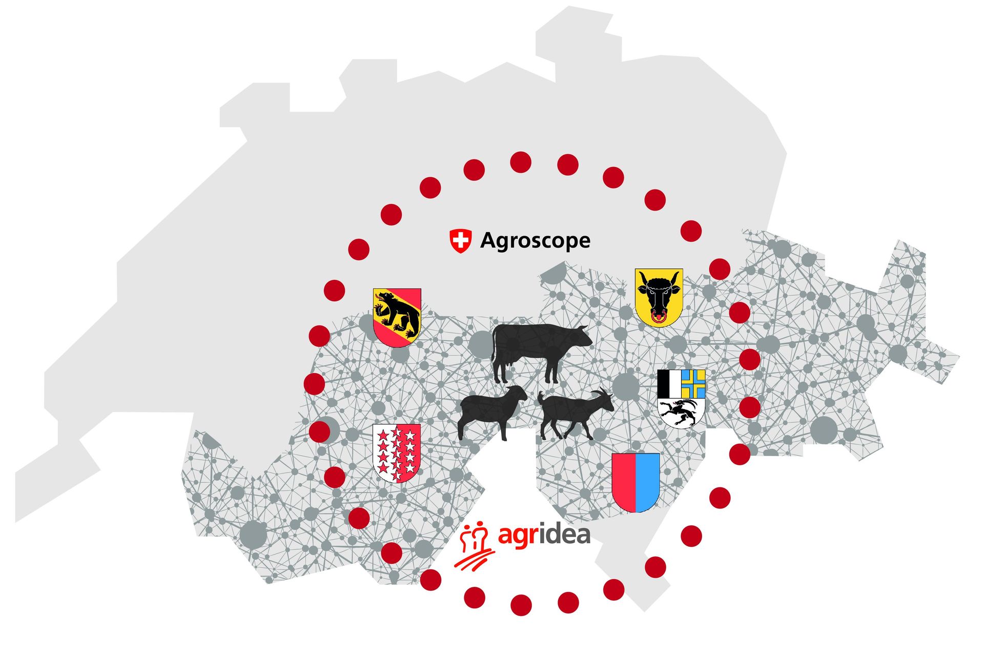 La rete delle stazioni sperimentali per l’agricoltura alpestre e di montagna della Svizzera (Illustrazione Agroscope)