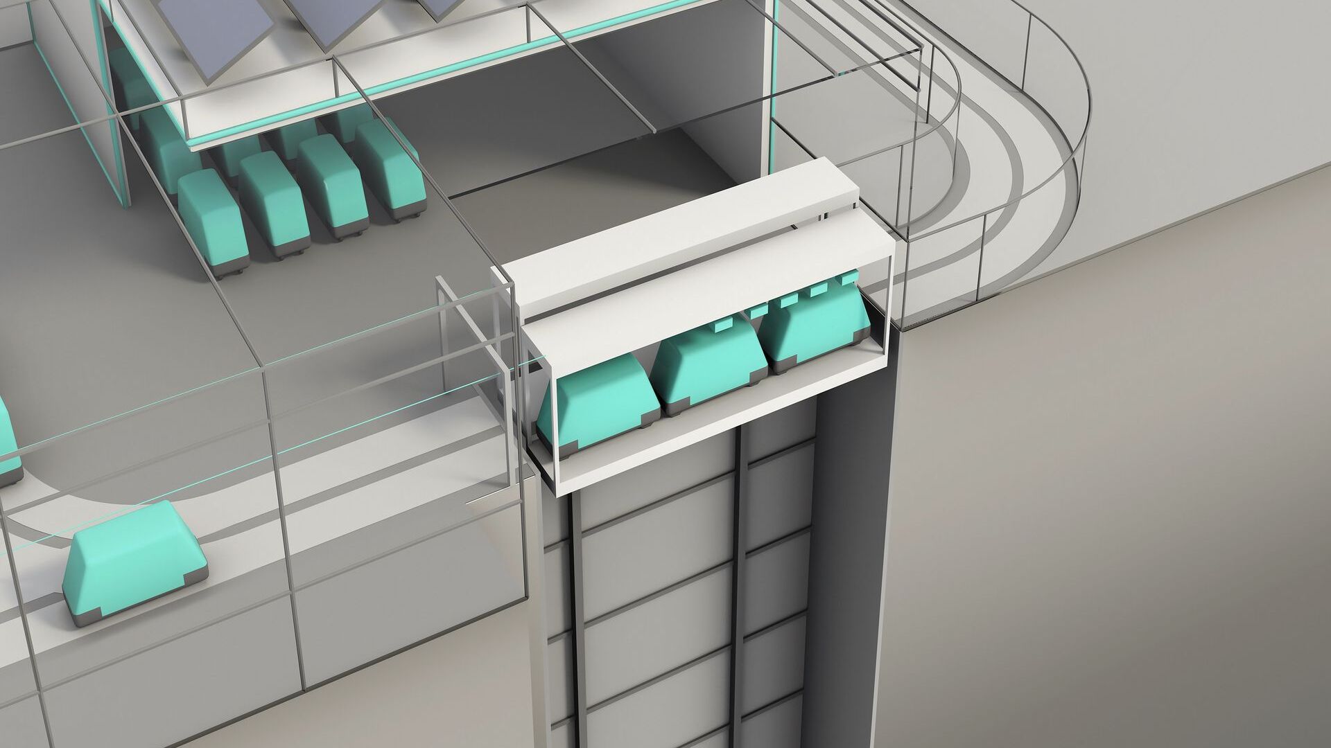 3D симулација на вертикалниот товарен лифт на Cargo Sous Terrain