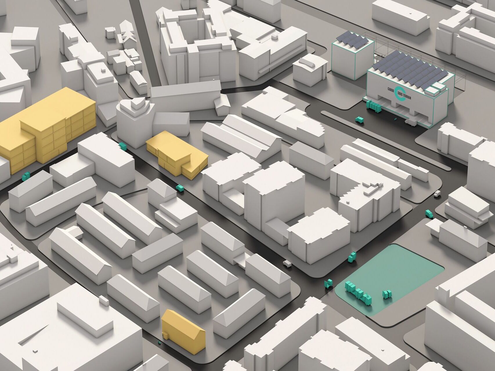 Simulimi 3D i të gjithë lidhjes logjistike të qytetit Cargo Sous Terrain