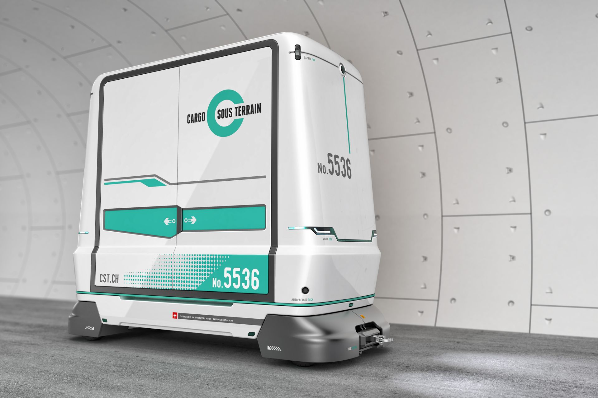 Uno dei veicoli di trasporto che sarà utilizzato da Cargo Sous Terrain in Svizzera