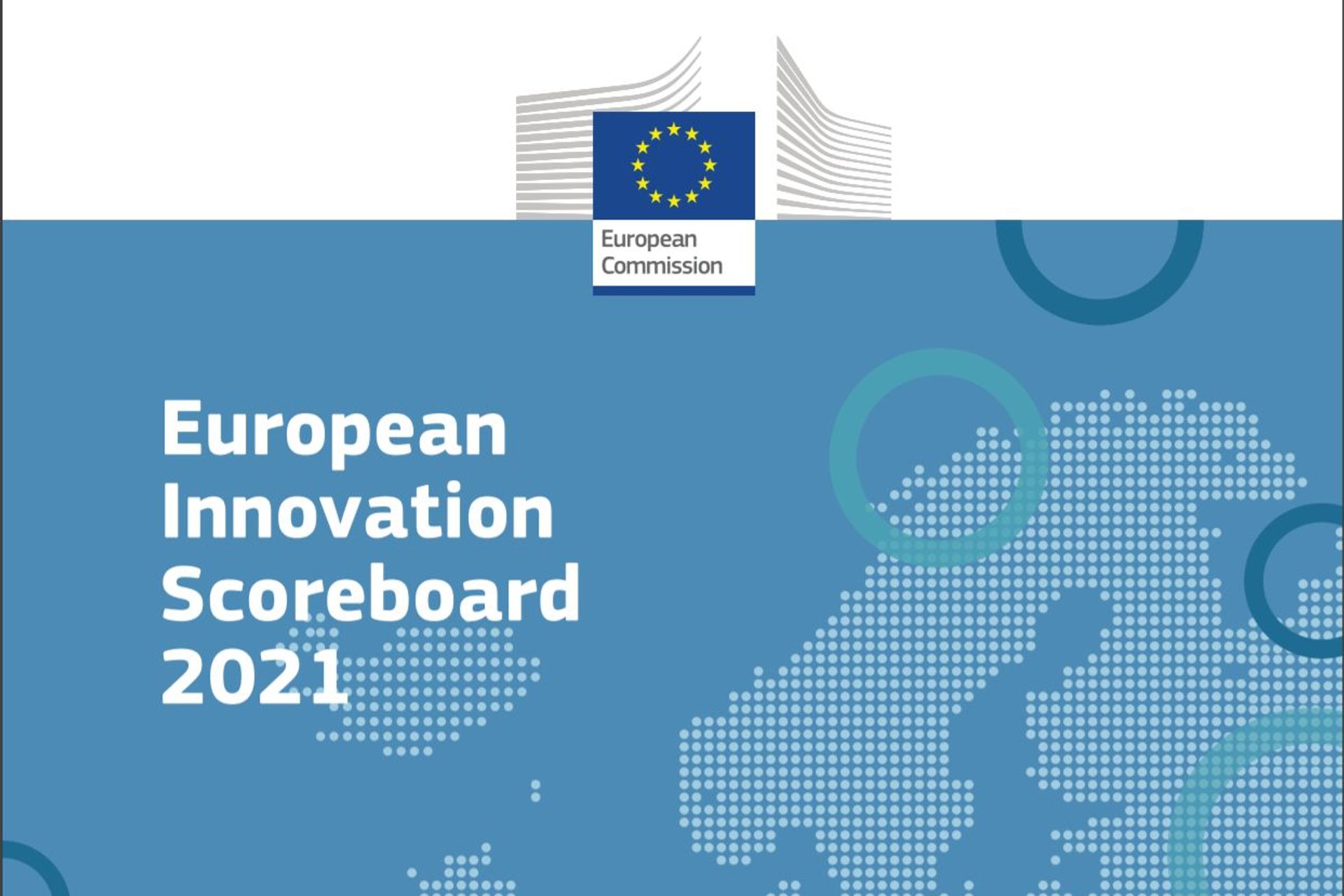 De bovenkant van de cover van het European Innovation Scoreboard 2021