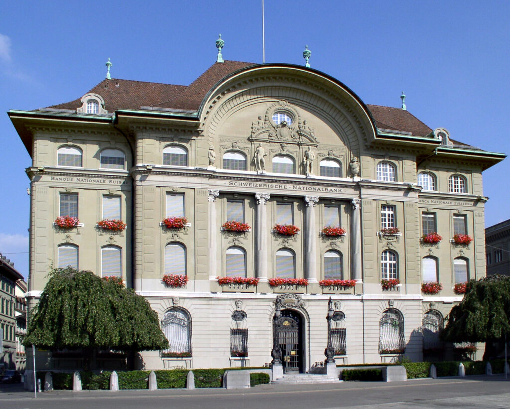 Het hoofdkantoor van de Zwitserse Nationale Bank in Bern