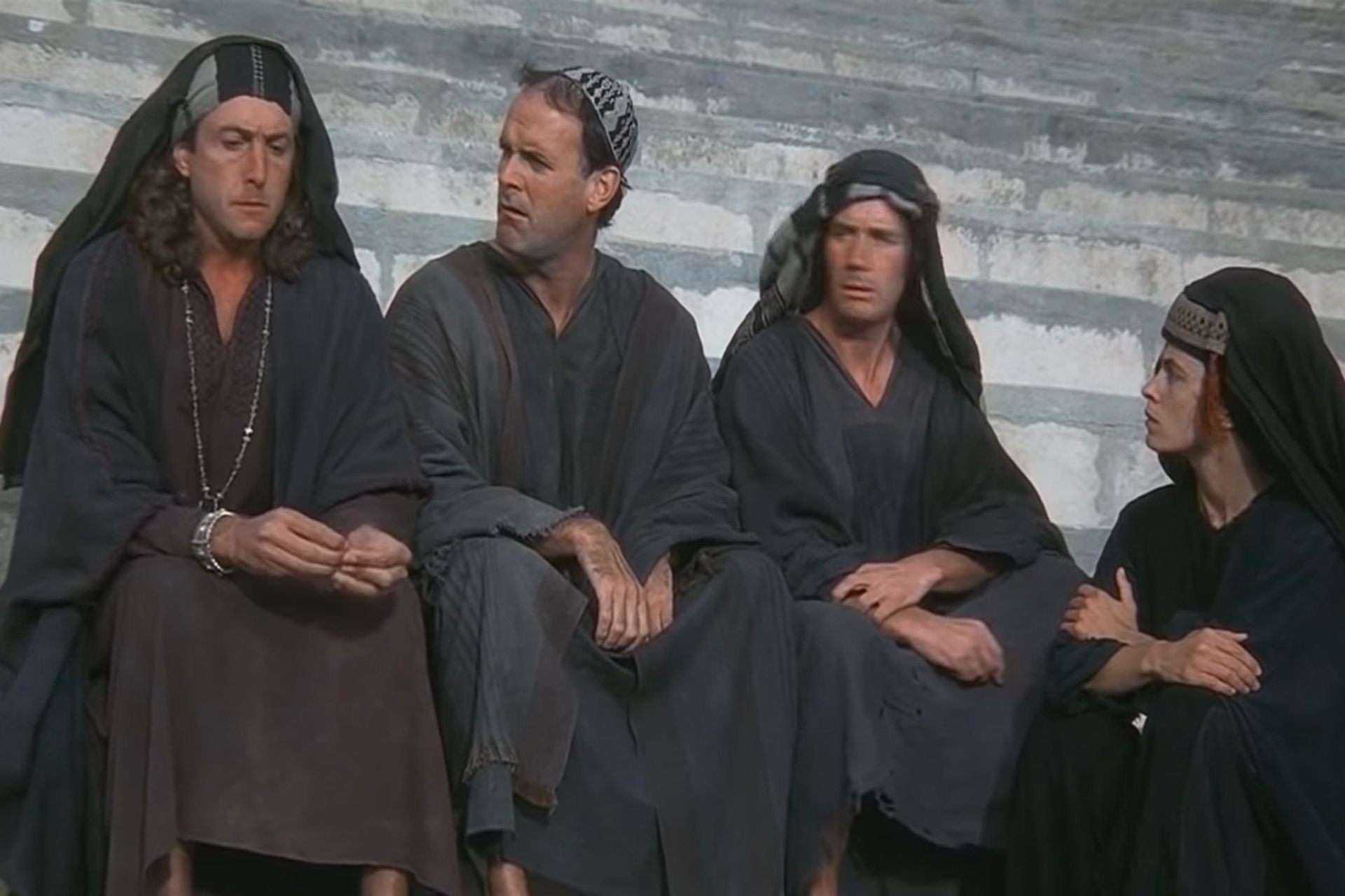 Un fotogramma della scena "Loretta" del film "Life of Brian" del gruppo umoristico "Monty Python'"