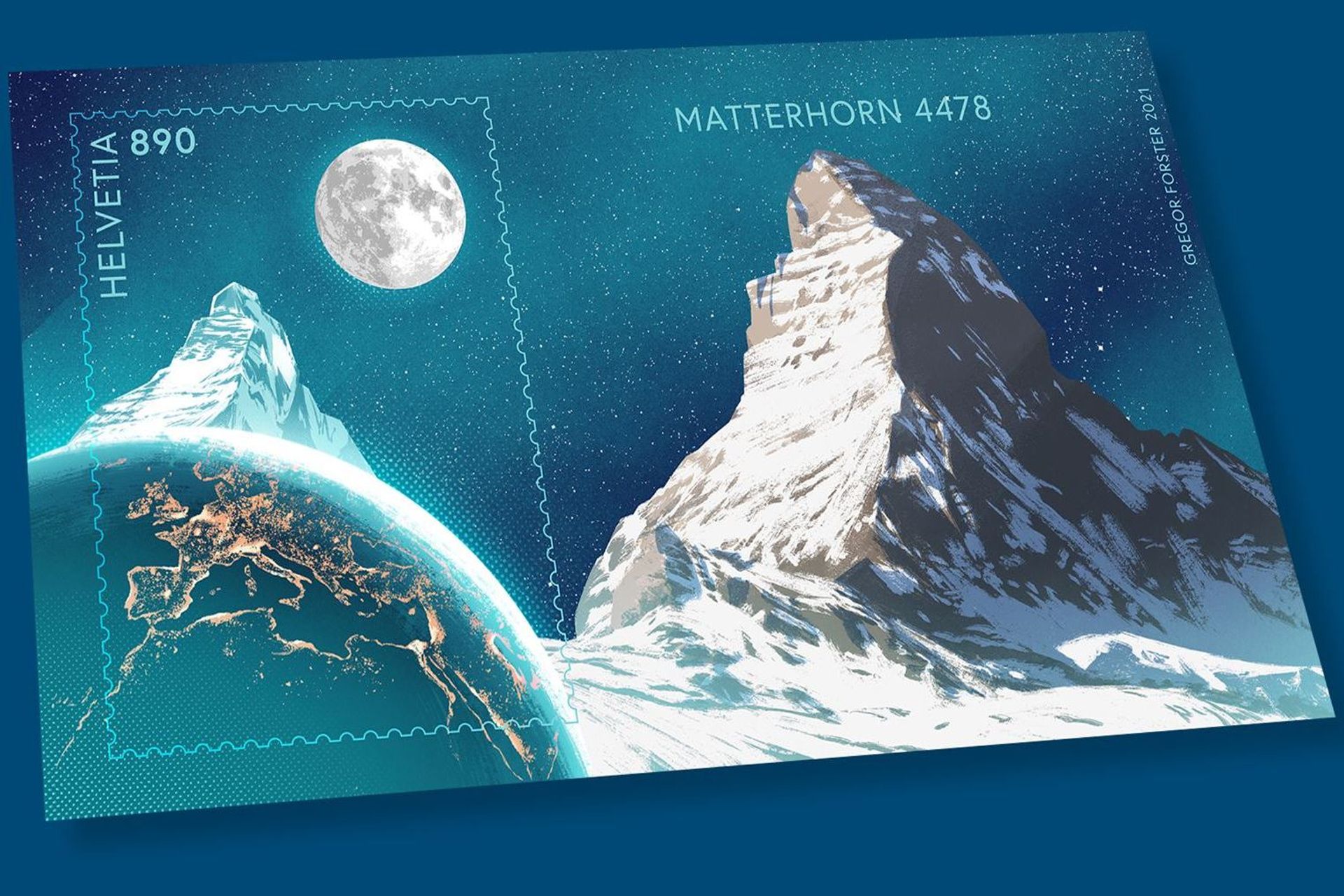 Il motivo dello "Swiss Crypto Stamp", il primo cripto-francobollo della Svizzera