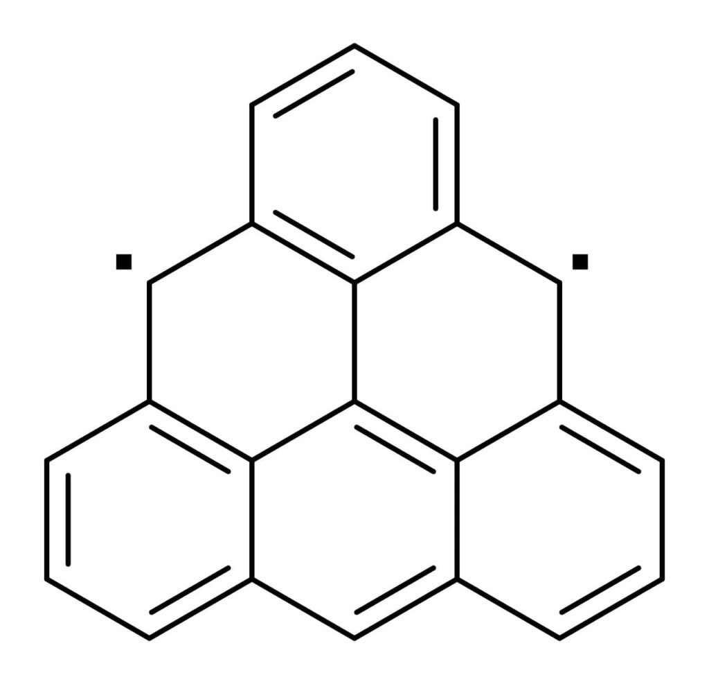La formula chimica del Triangulene, un idrocarburo aromatico policiclico triangolare con Spin 1