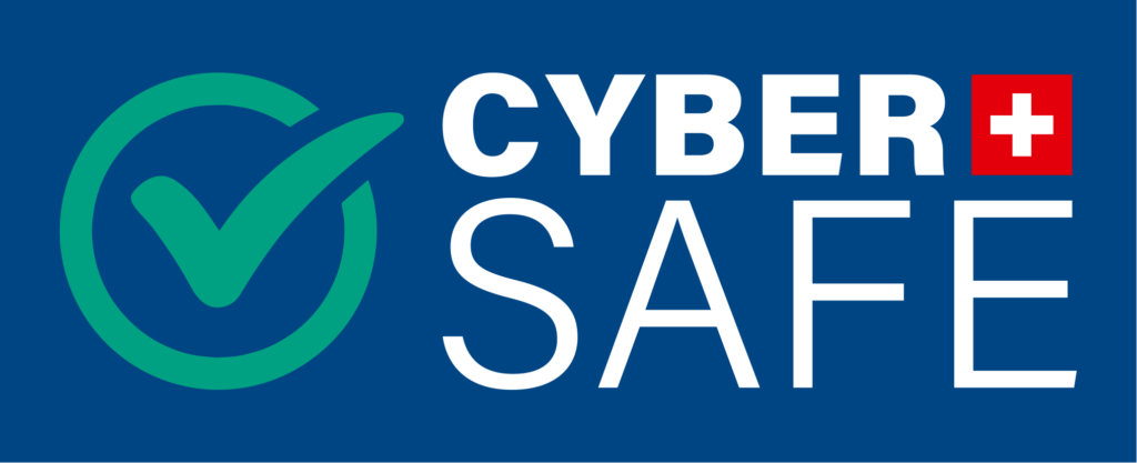 L'etichetta "Cyber Safe" della Svizzera su fondo blu