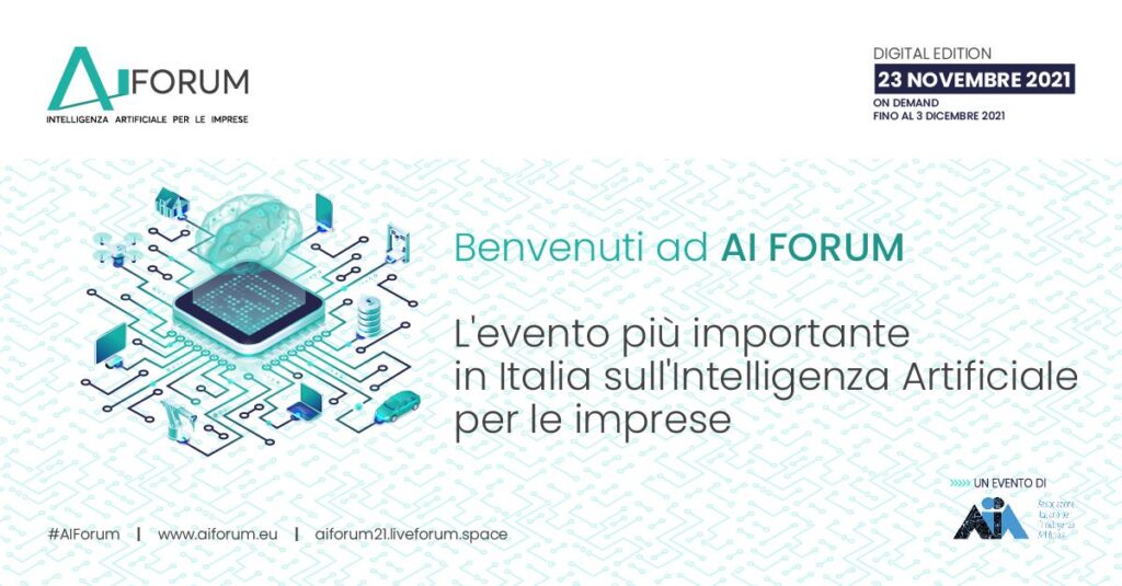 Il banner di presentazione dello "AI FORUM Intelligenza Artificiale per le Imprese"
