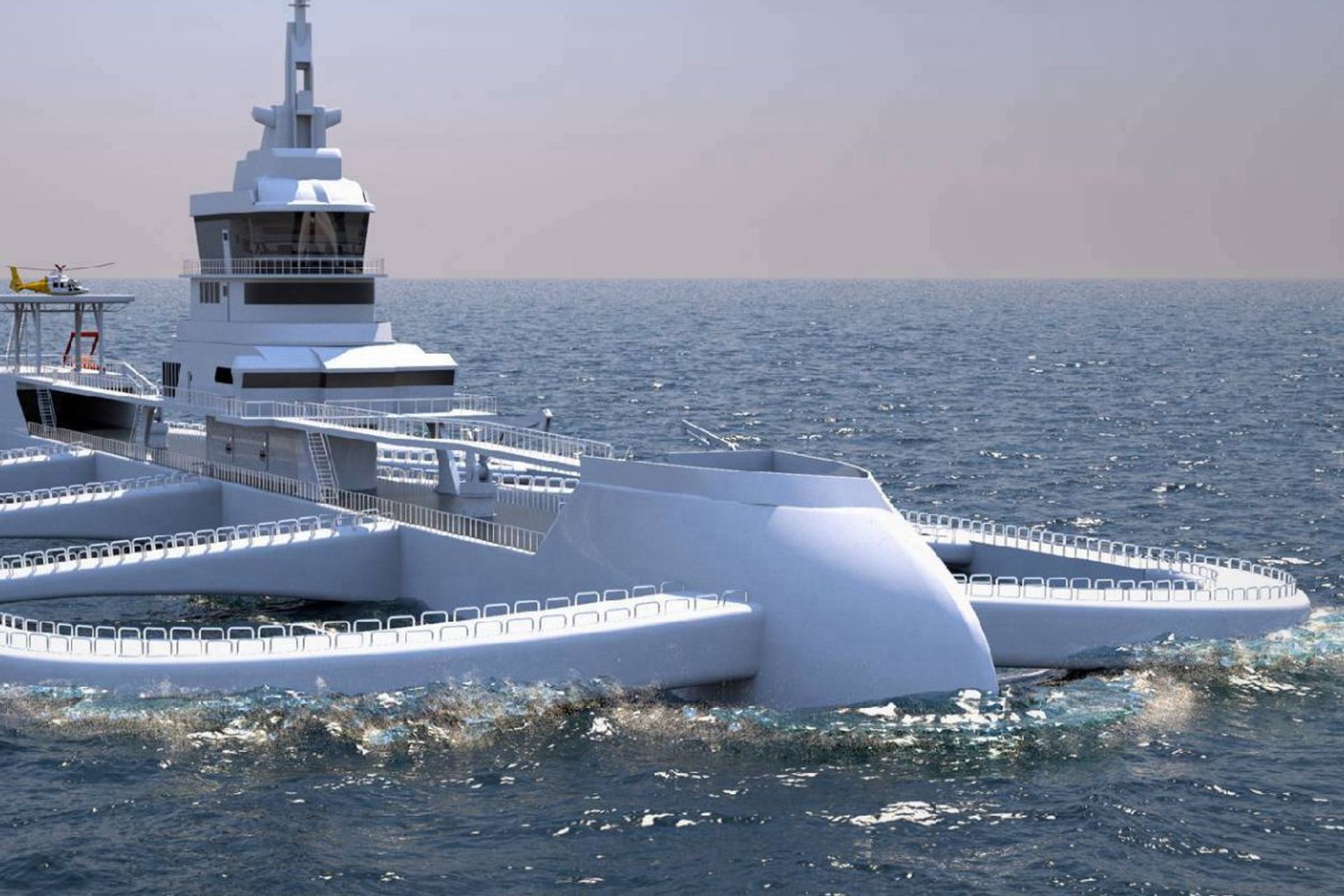 L’Ocean Ark è un trimarano a basse emissioni lungo 170 metri, assistito dall'intelligenza artificiale, progettato con recinti per pesce in rame autopulenti, capace di cercare le acque migliori