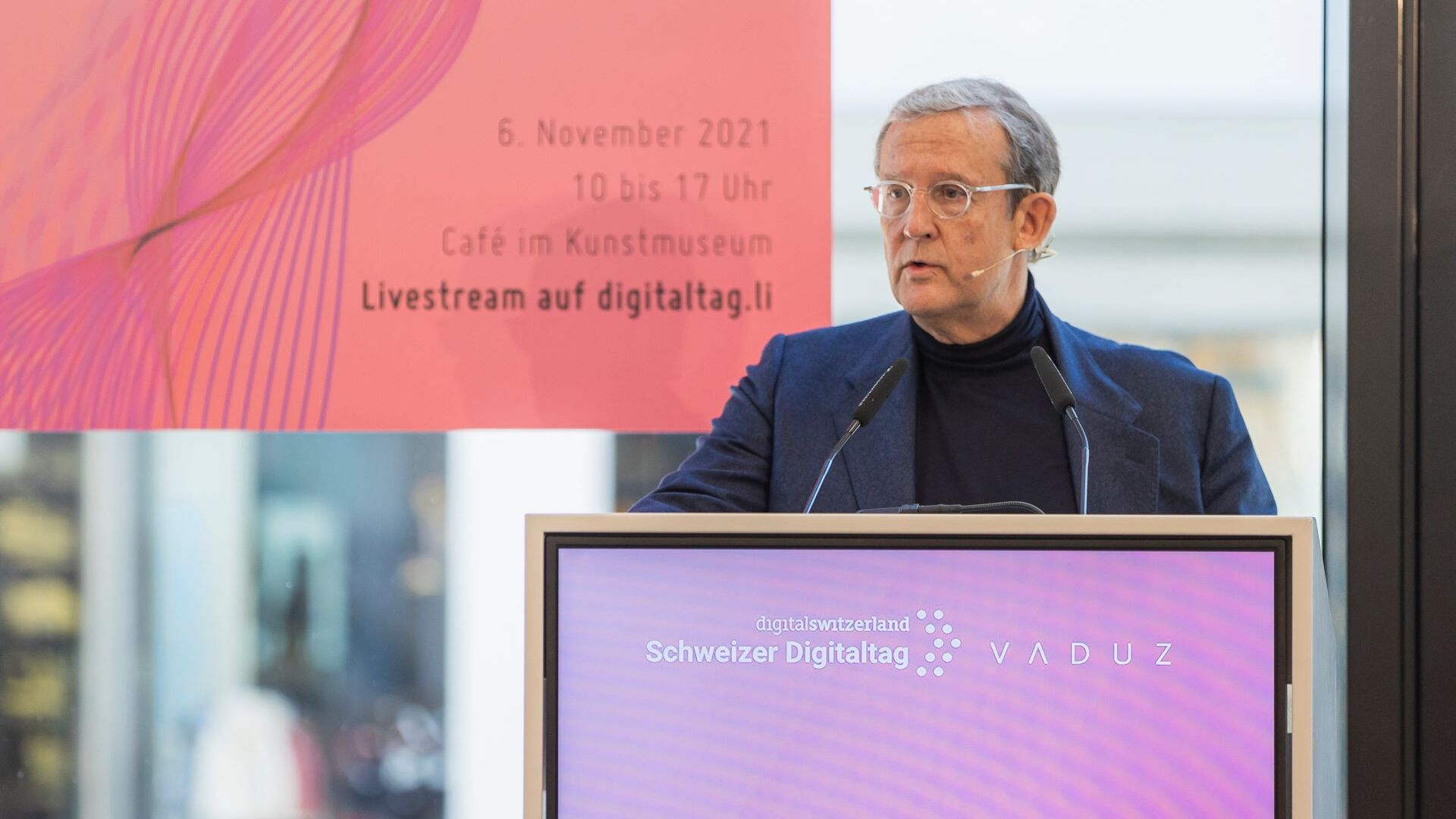 "Digitaltag Vaduz" მიესალმა ლიხტენშტეინის სამთავროს დედაქალაქის Kunstmuseum-მა შაბათს, 6 წლის 2021 ნოემბერს: ფრიც კაიზერის გამოსვლა, Kaiser Partner-ის თავმჯდომარე და მფლობელი.