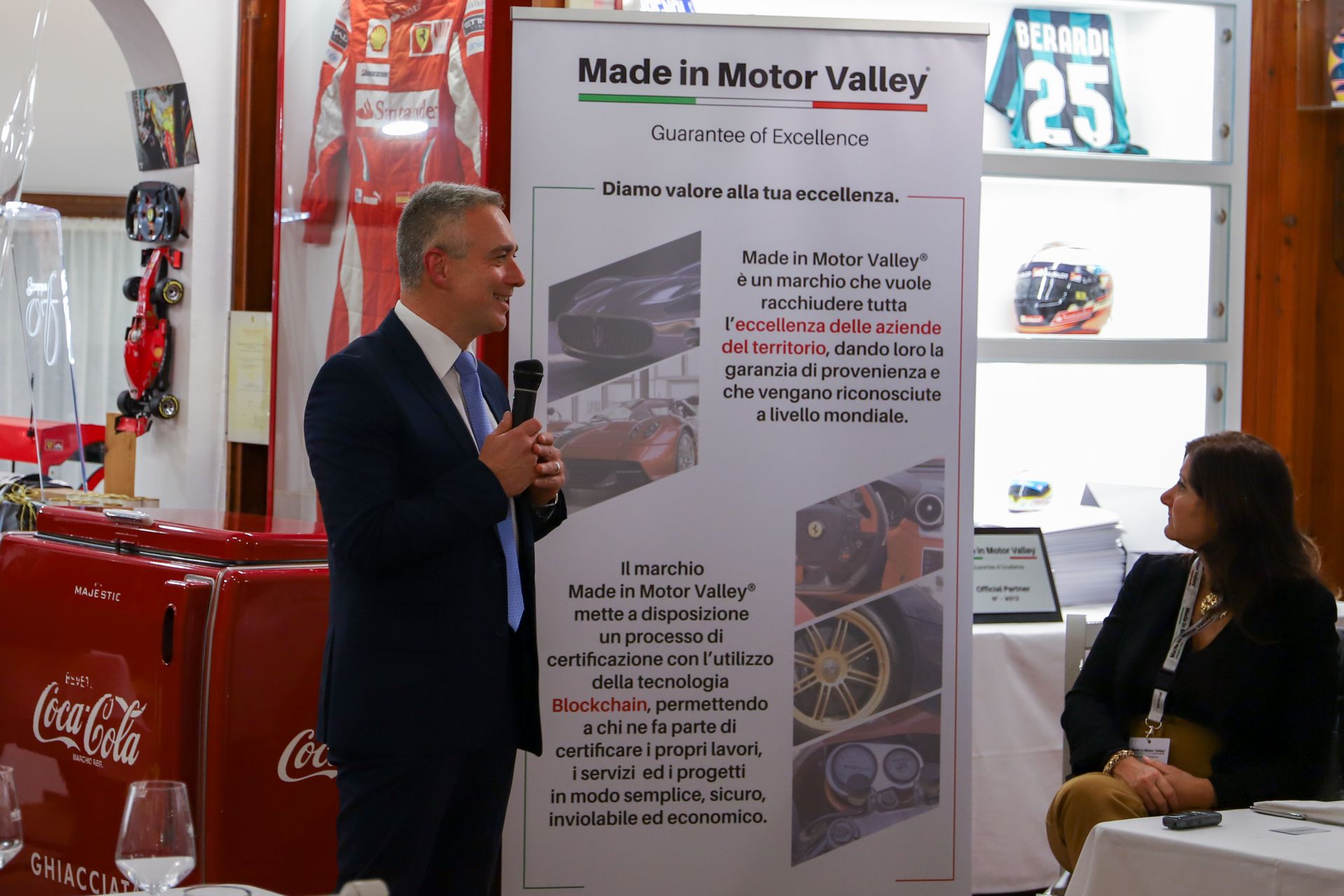 Entrepreneur from Finale Socrate Zizza at the presentation of the "Made in Motor Valley" initiative at Fiorano Modenese