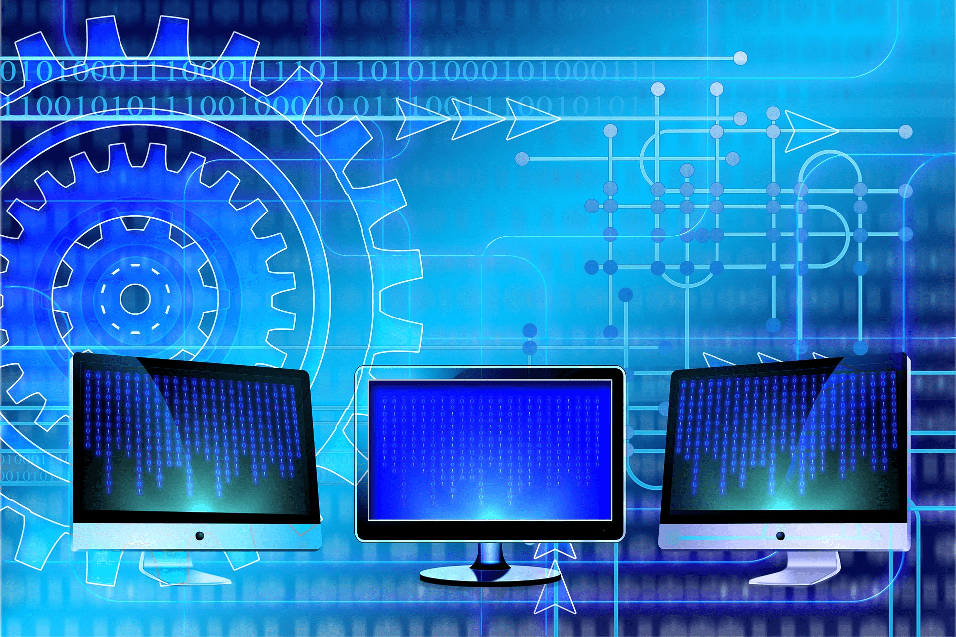 Teknolojik bir arka plan üzerinde soyut bir bilgisayar programlama kodu