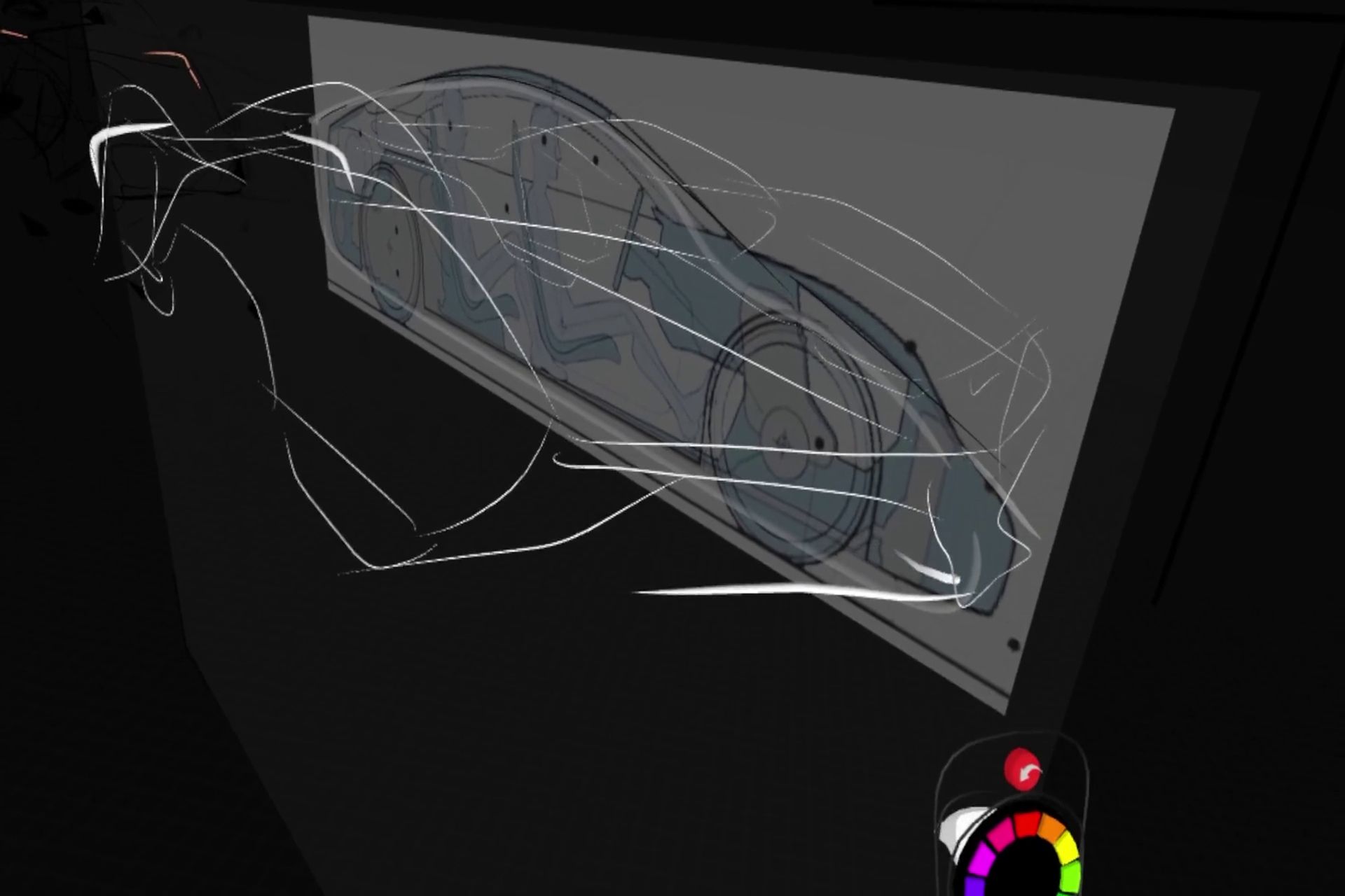 Esempio di bozzetto di veicolo realizzato con il '3D Sketching' in seno al gruppo Renaulto al gruppo Renault