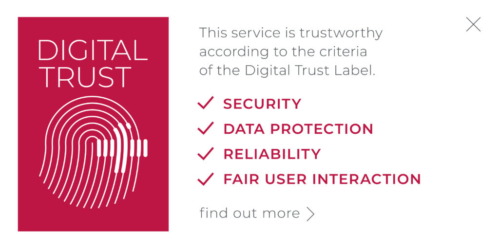 Sveitsissä lanseeratun "Digital Trust Labelin" neljä vaatimusta vastuullisuuden hakemiseksi digitaalisella alalla