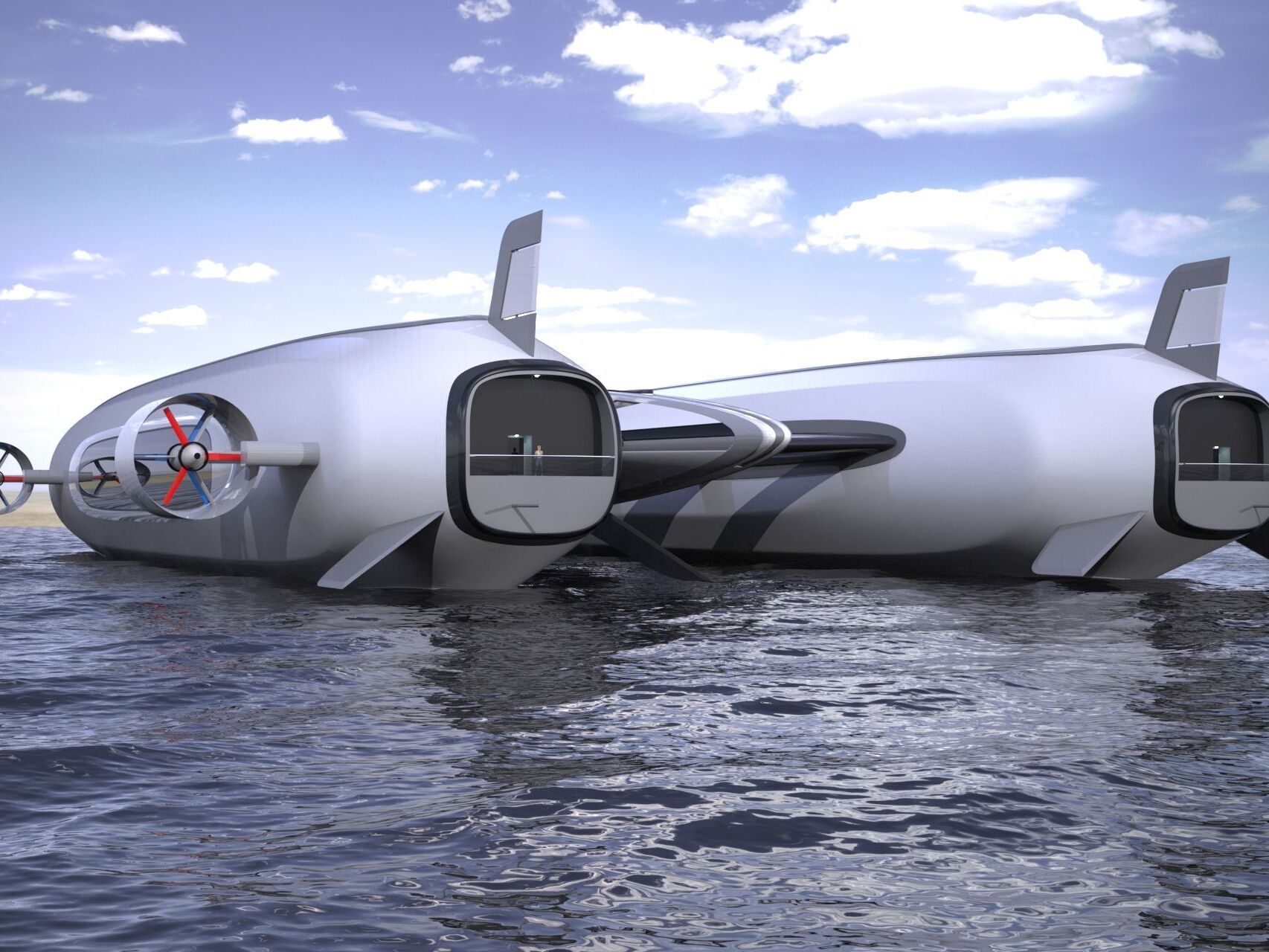 Konsep 'Sky Yacht' dikembangkan oleh studio Desain Lazzarini untuk mobilitas udara dan air yang berkelanjutan