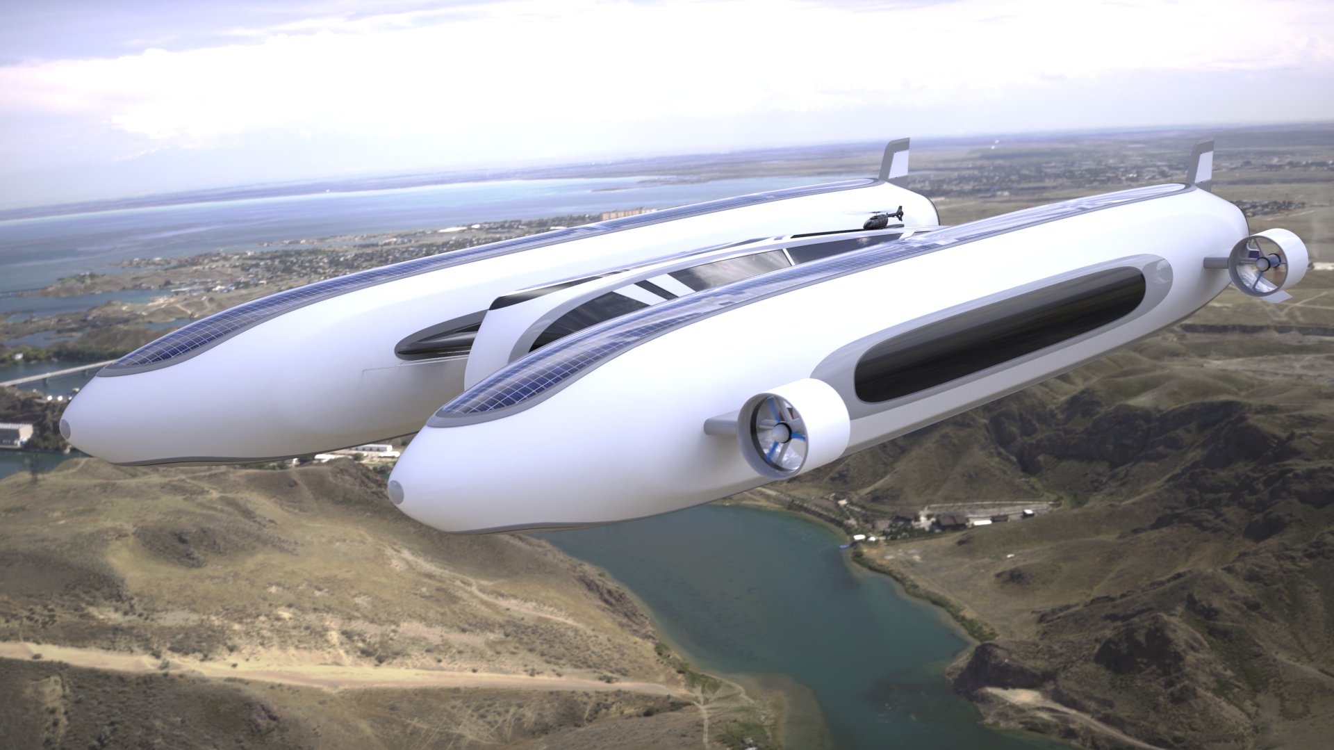 Il concept 'Sky Yacht' elaborato dallo studio Lazzarini Design per una mobilità aerea e acquatica sostenibile