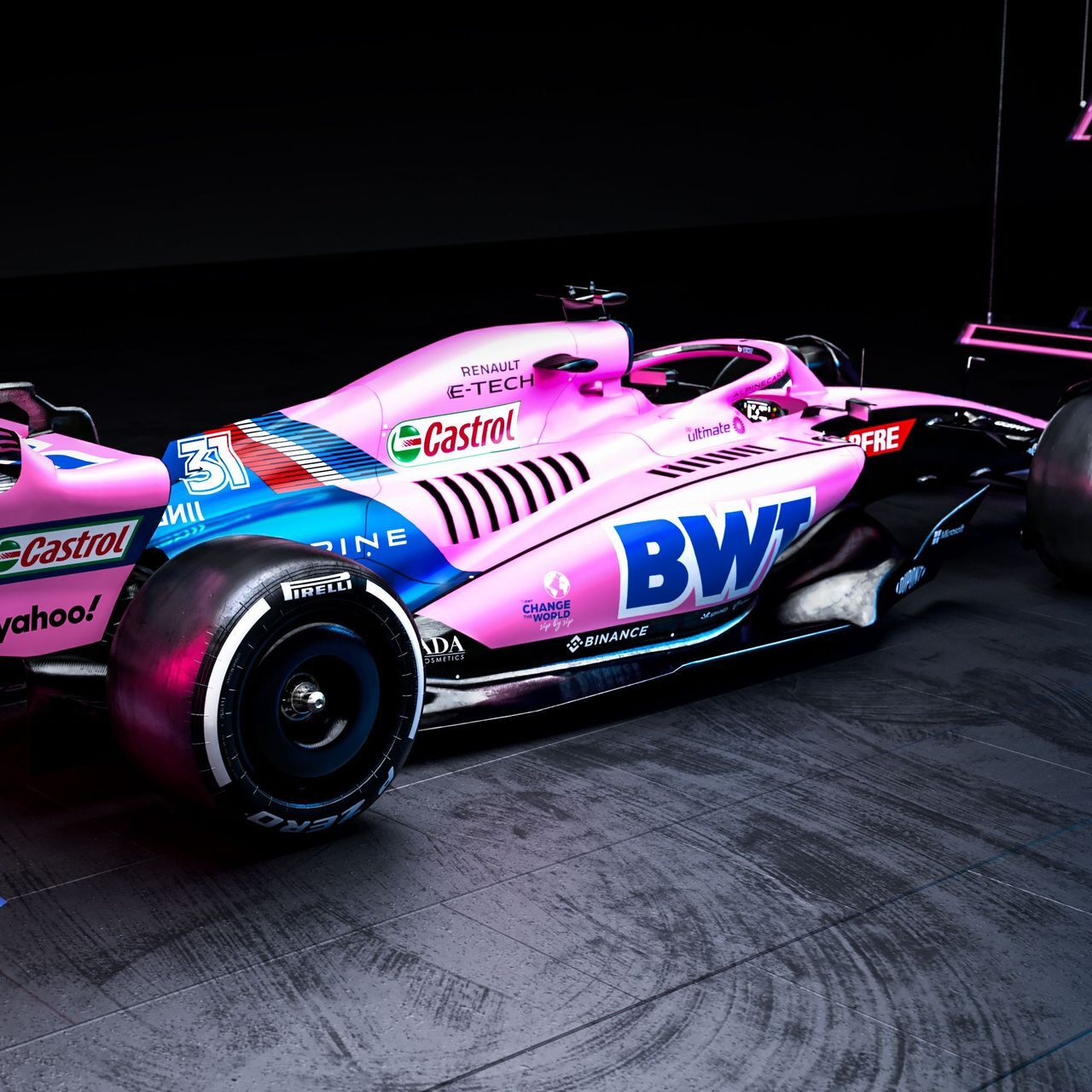 BWT Alpine F1 팀 자동차는 2022년 포뮬러 1 시즌을 핑크 색상으로 시작할 예정입니다.