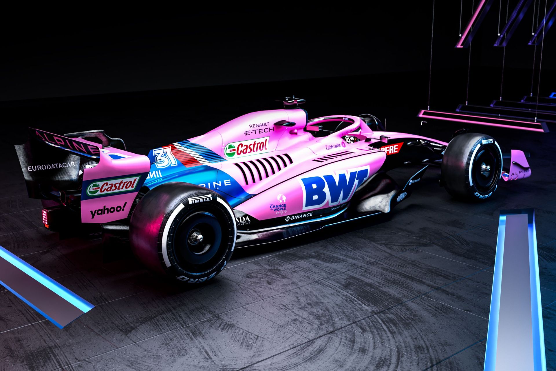 BWT Alpine F1 팀 자동차는 2022년 포뮬러 1 시즌을 핑크 색상으로 시작할 예정입니다.