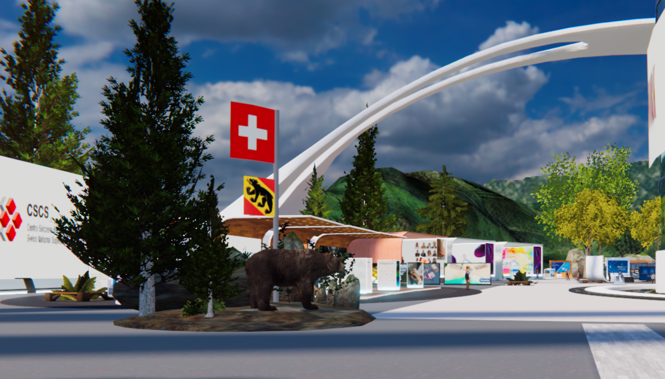 L'orso e lo stendardo della Città di Berna all'interno dello "Swiss Virtual Expo"