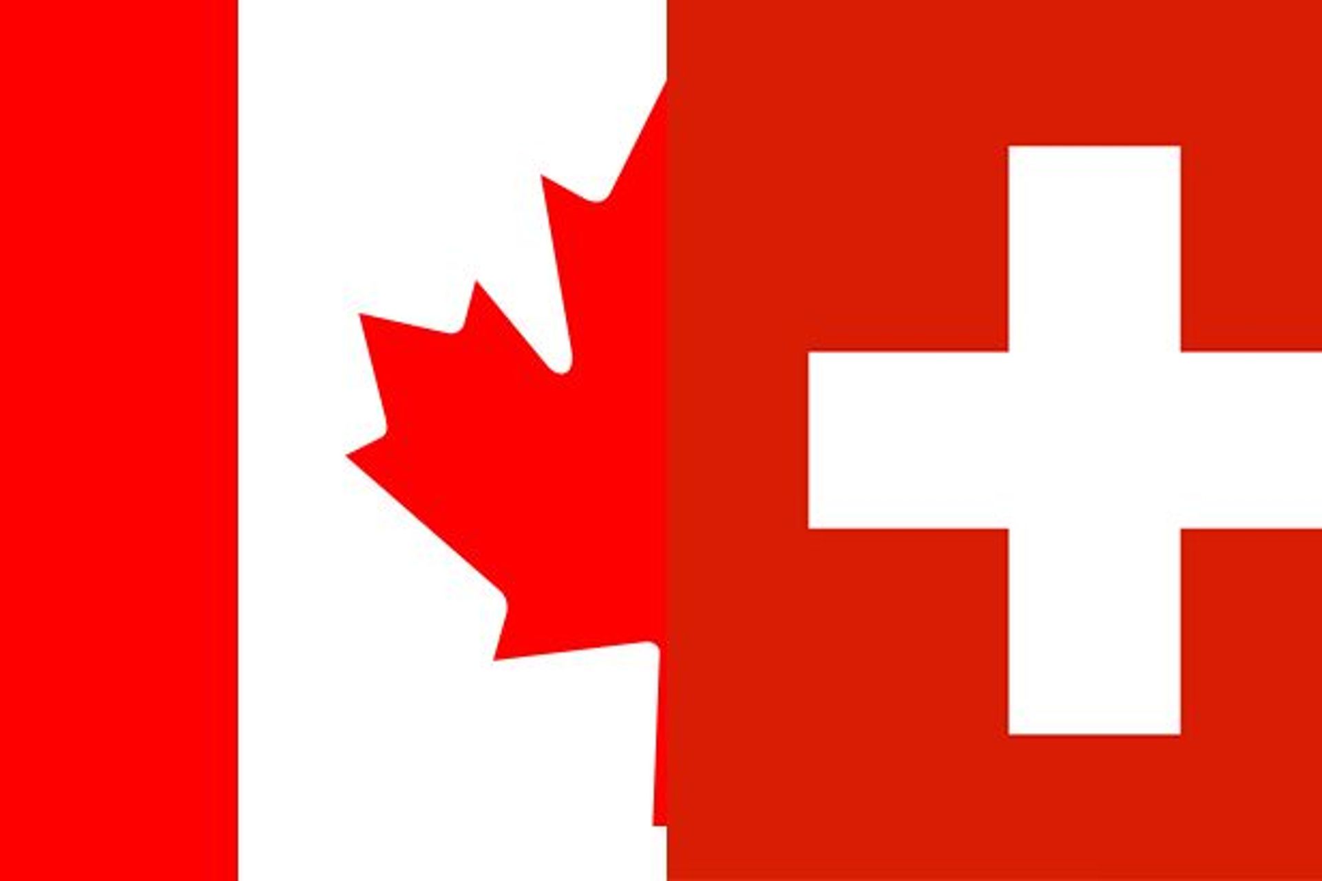 Crasis between the flags of Canada and the Swiss Confederation