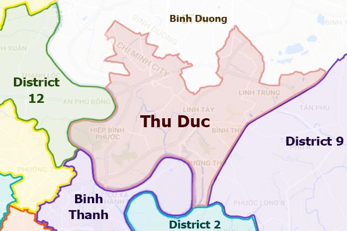 Il distretto di Thu Duc all'interno di Ho Chi Minh