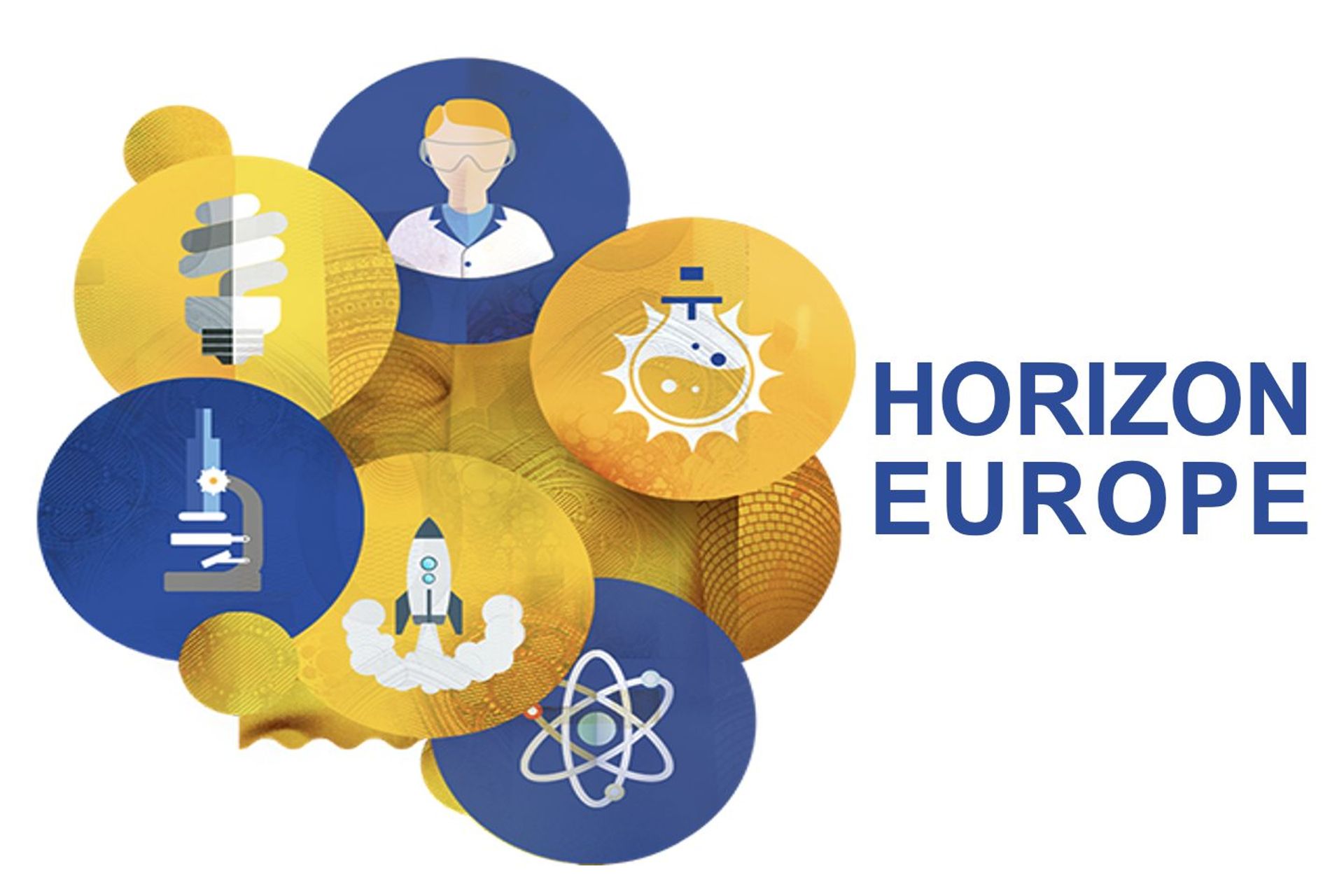 Il logotipo del programma chiave di finanziamento per la ricerca e l'innovazione "Orizzonte Europa" dell'Unione Europea