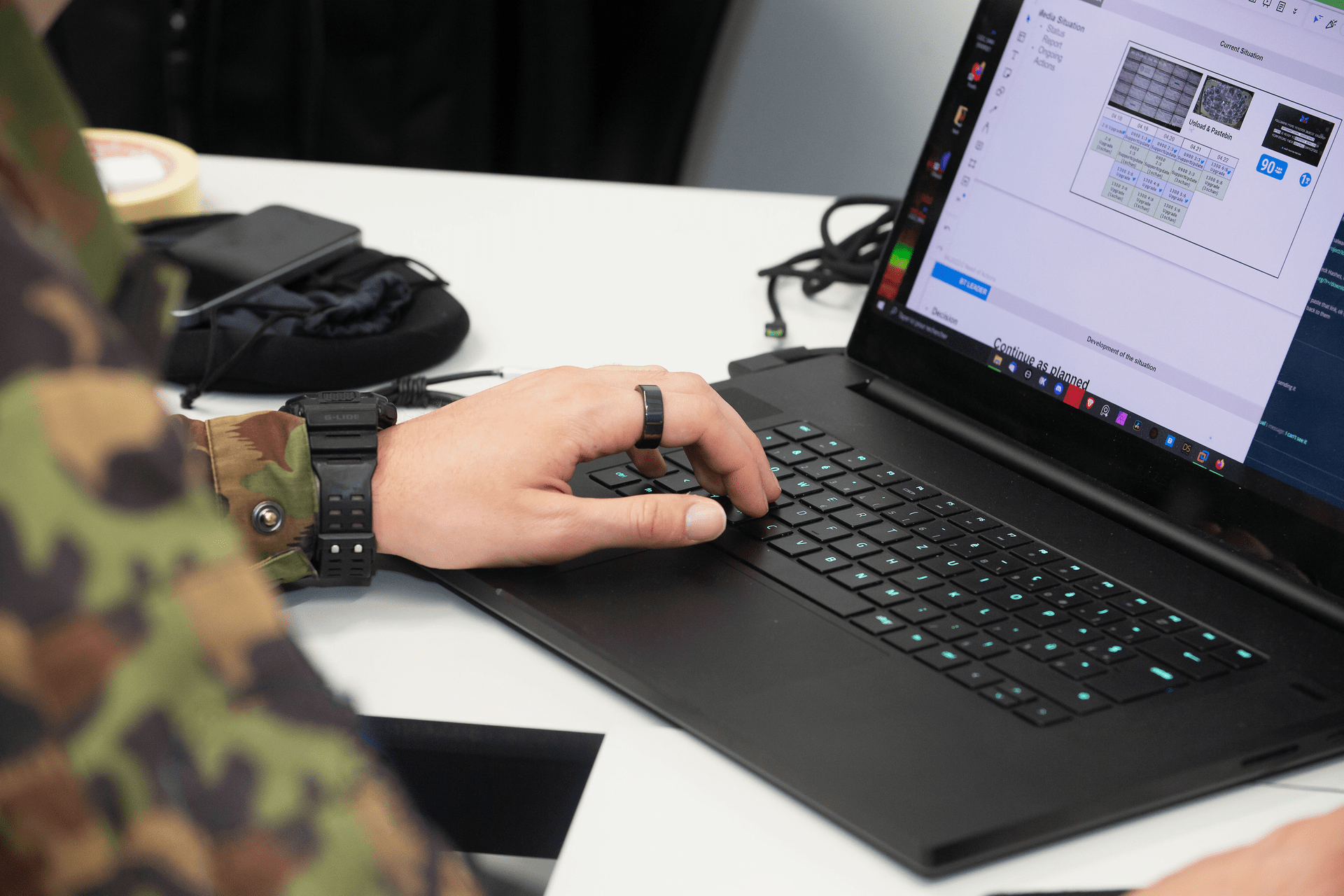 Около две дузини военнослужещи от батальона „Cyber ​​42“, участници в курса на обучение на Schweizer Armee, и членове на опълчението от специализирания Генерален щаб, се подготвят интензивно съвместно със специалисти от Командно-поддържащата база на армията (BAC). ), за сценария на международното учение Locked Shields, организирано от Cooperative Cyber ​​​​Defense Center of Excellence в Талин