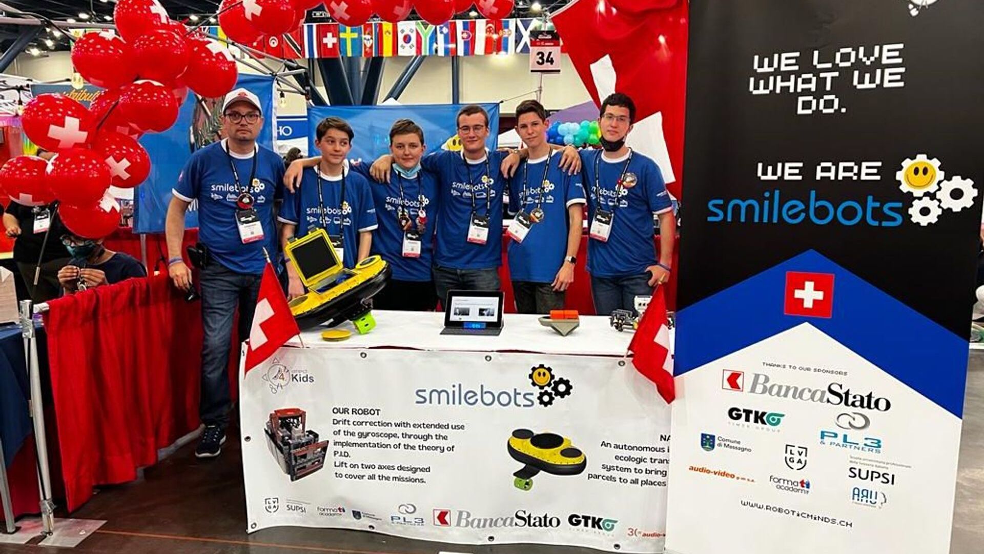 Il team ticinese Smilebots (incarnato dai giovanissimi Federico Corsale, Federico Colapicchioni, Leonardo Domeniconi, Pietro Botturi e Ruggero Domeniconi) ha conquistato il 18esimo posto assoluto su 108 squadre partecipanti a Houston nella finale della competizione “First Lego League” il 23 e 24 aprile 2022