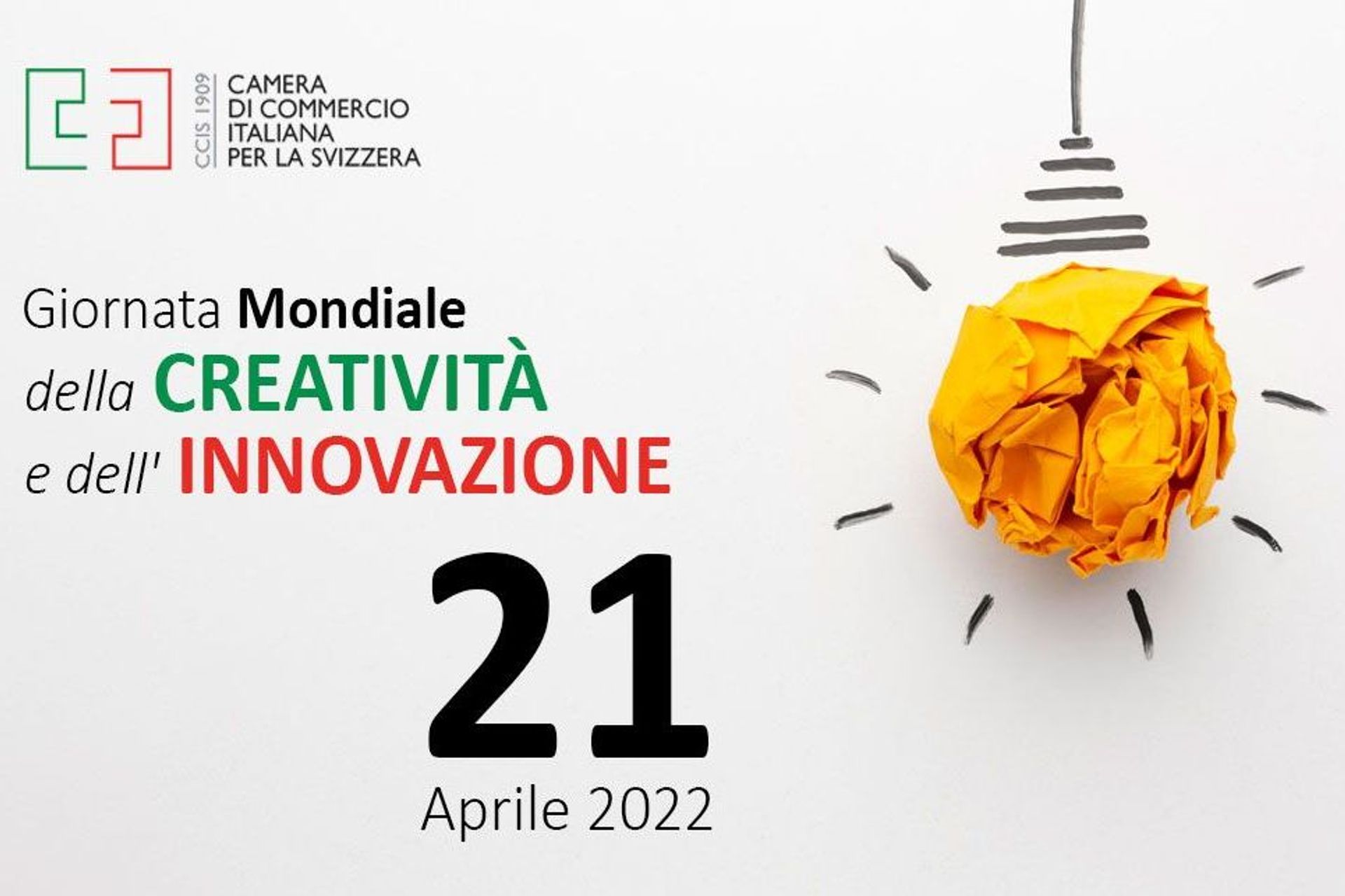L'immagine di introduzione del video della Giornata della Creatività e dell'Innovazione realizzato dalla Camera di Commercio Italiana per la Svizzera