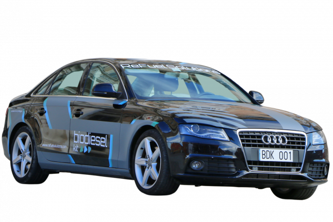 Un'autovettura Audi con la livrea della start-up modenese ReFuel Solutions