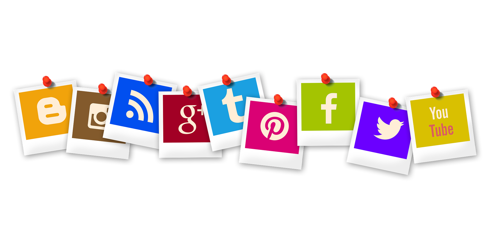 Логотипите на някои социални медии и социални мрежи, популярни сред интернет потребителите