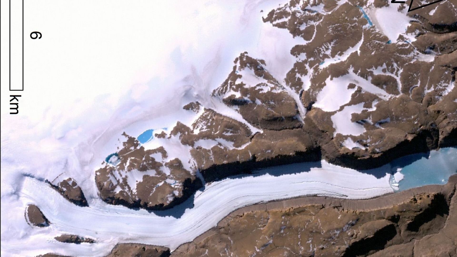 Il Sermeq Konrad Steffen in un'immagine satellitare della Groenlandia settentrionale