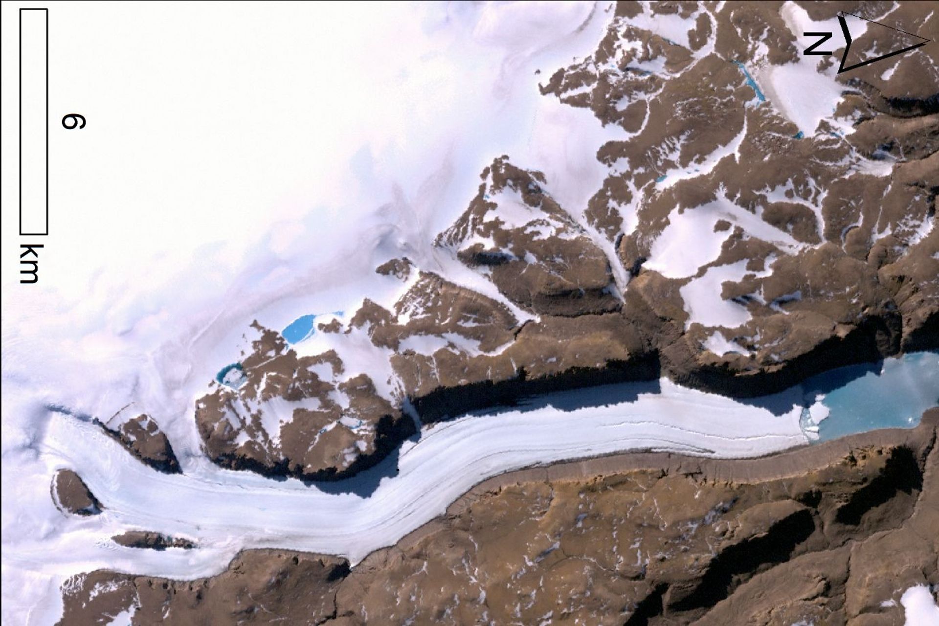 Il Sermeq Konrad Steffen in un'immagine satellitare della Groenlandia settentrionale
