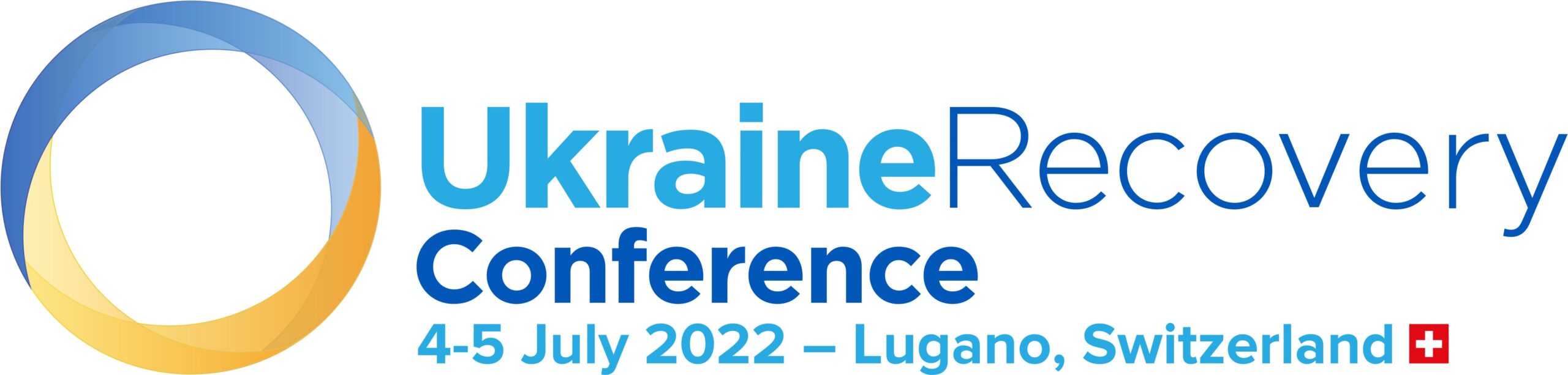 Il logotipo della "Ukraine Recovery Conference" del 4 e 5 luglio 2022 a Lugano (Svizzera)