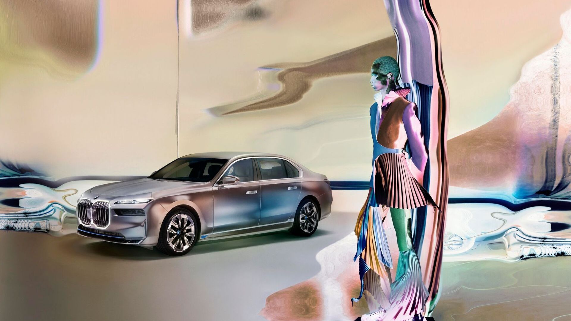 The BMW i7 has been reinterpreted by the British fashion photographer Nick Knight according to the criteria of Forwardism