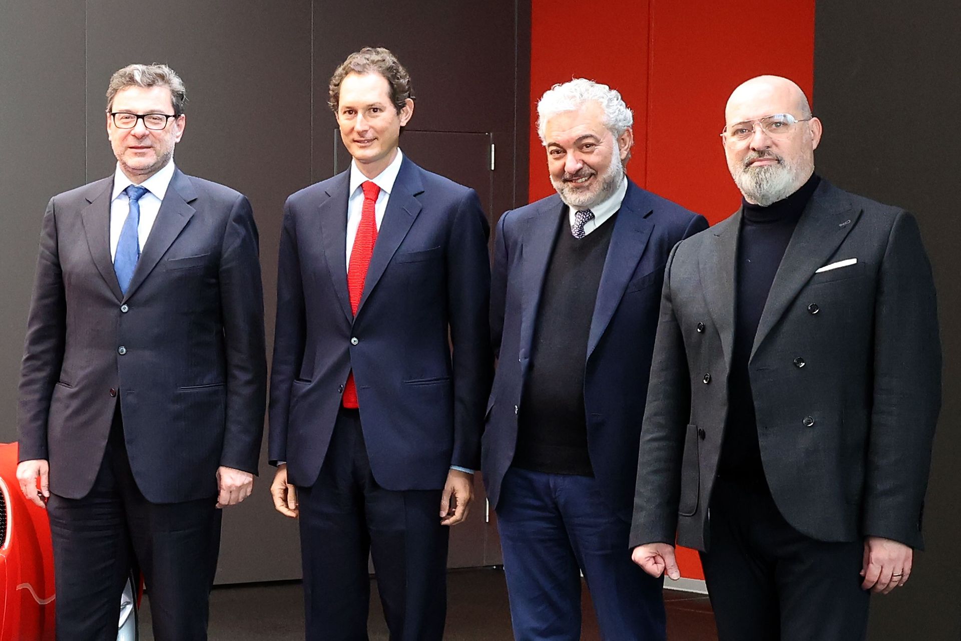 Giancarlo Giorgetti, John Elkann, Domenico Arcuri e Stefano Bonaccini