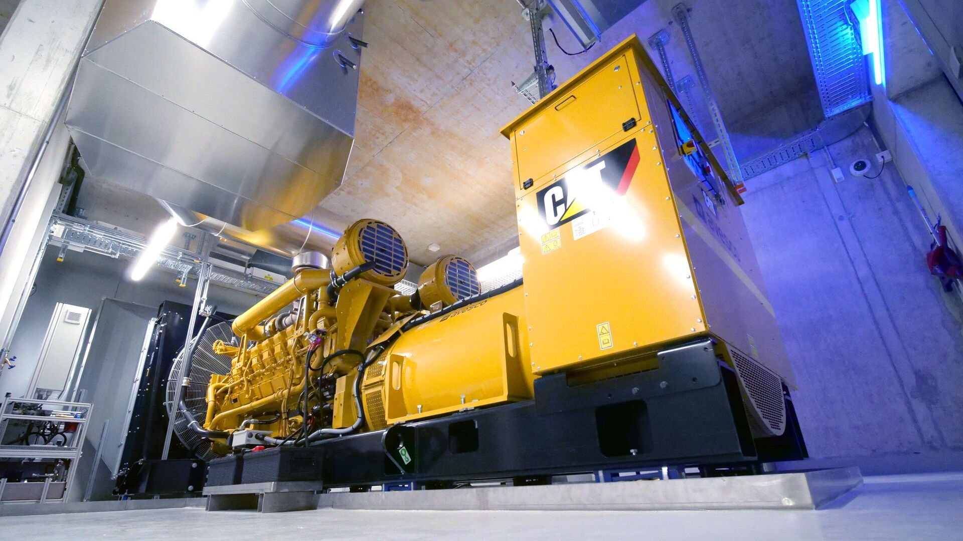 De dieselgenerator van het Rechenzentrum Ostschweiz in Gais in Appenzell Ausserrhoden