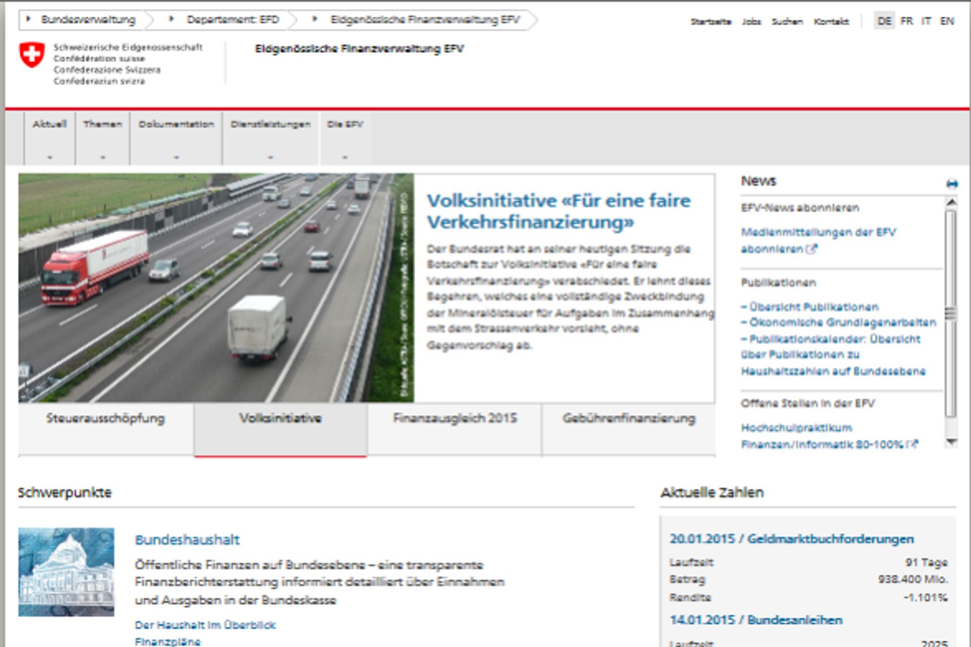 A Svájci Államszövetség szövetségi közigazgatásának weboldalainak webdesignja