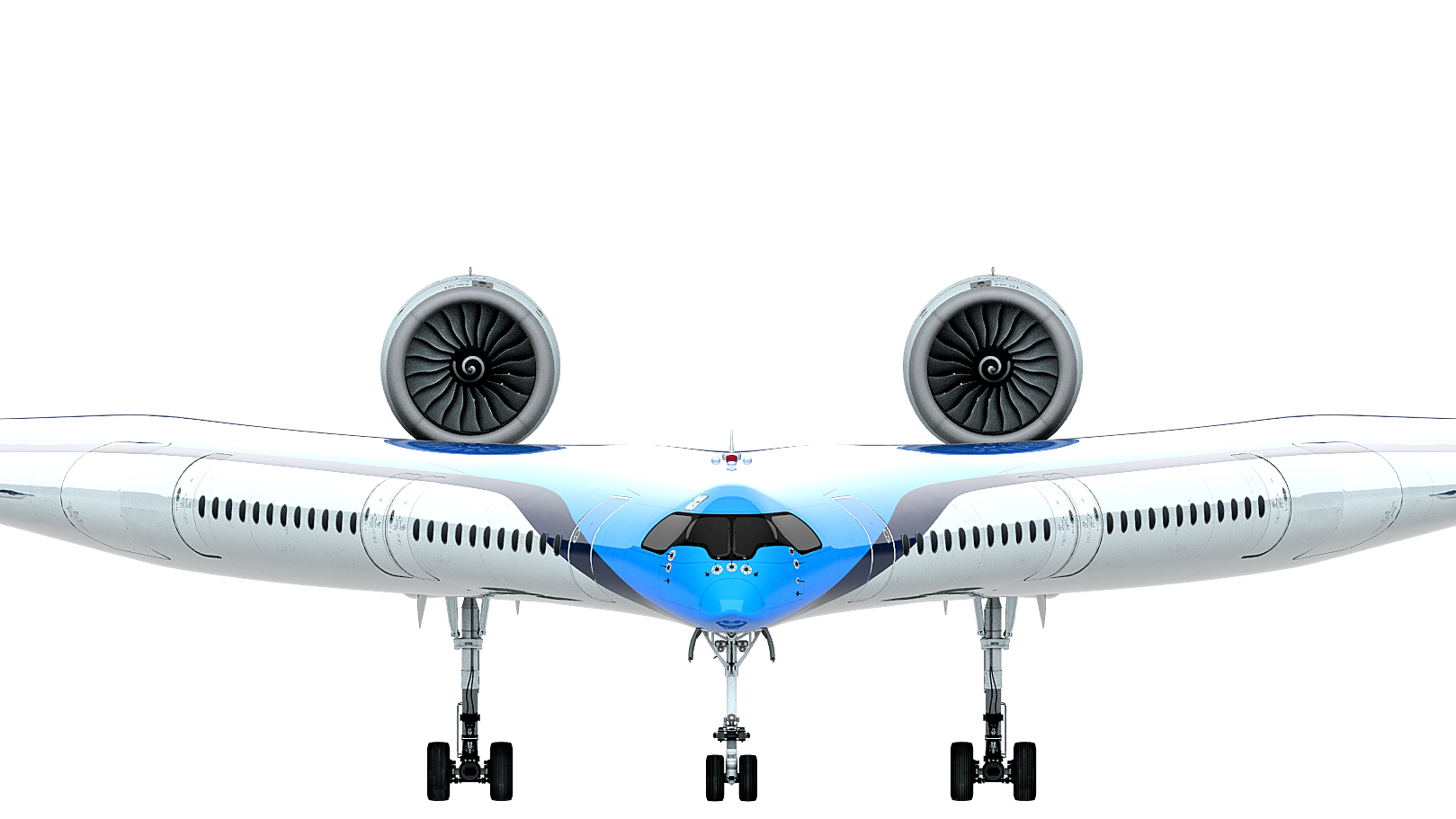 L’aereo sostenibile “Flying-V” di KLM e dell’Università TU Delft (Ilustrazione: Edwin Wallet/Studio OSO)