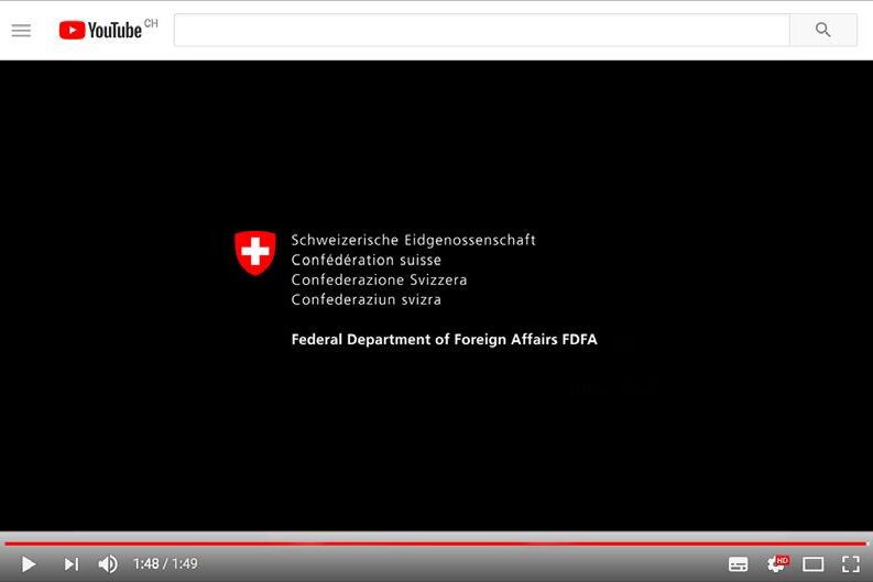 Візуальны стыль Швейцарскай Канфедэрацыі для сацыяльнай сеткі YouTube