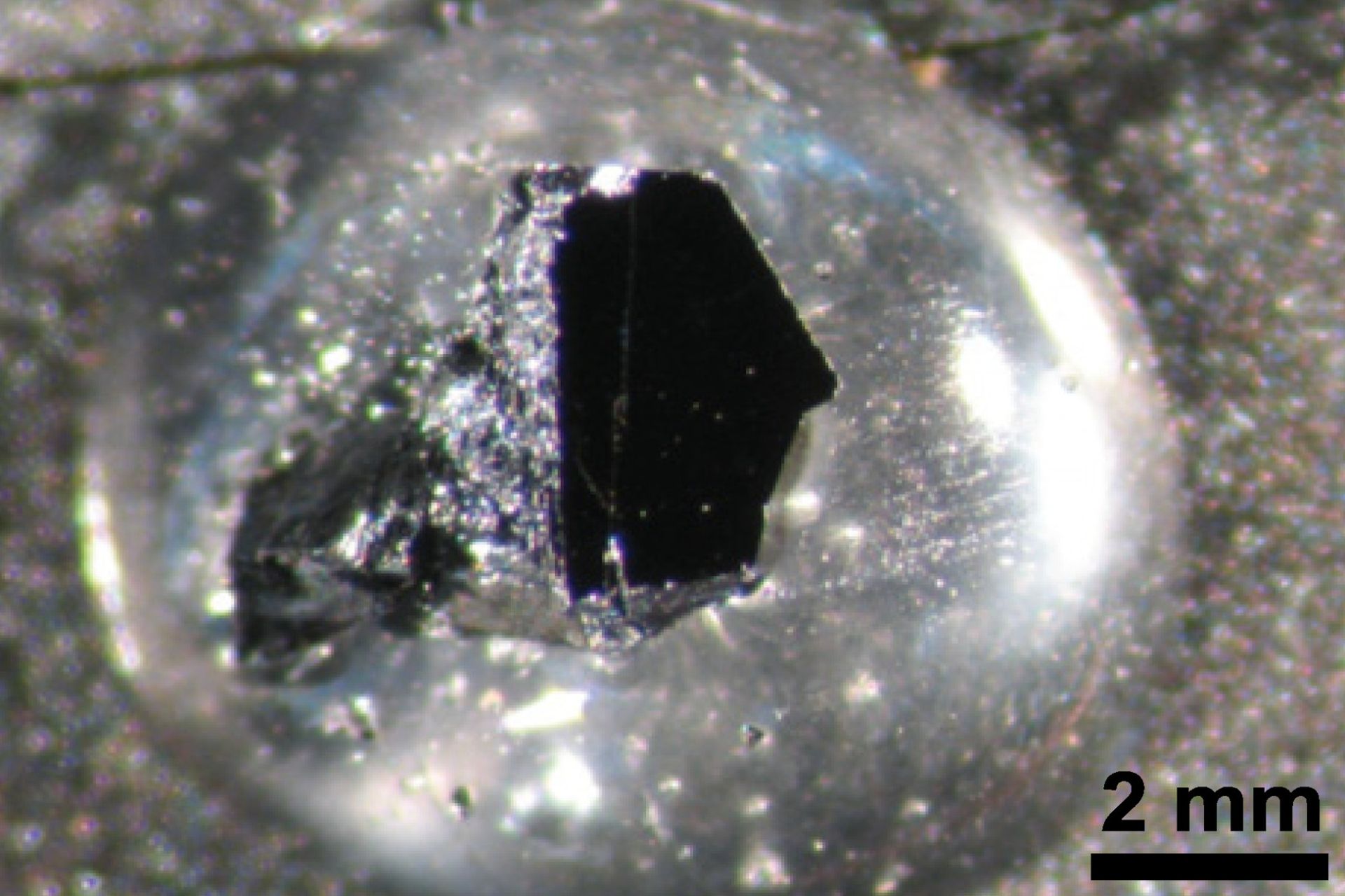 Un'immagine ingrandita di un cristallo di Biossido di Vanadio o VO2