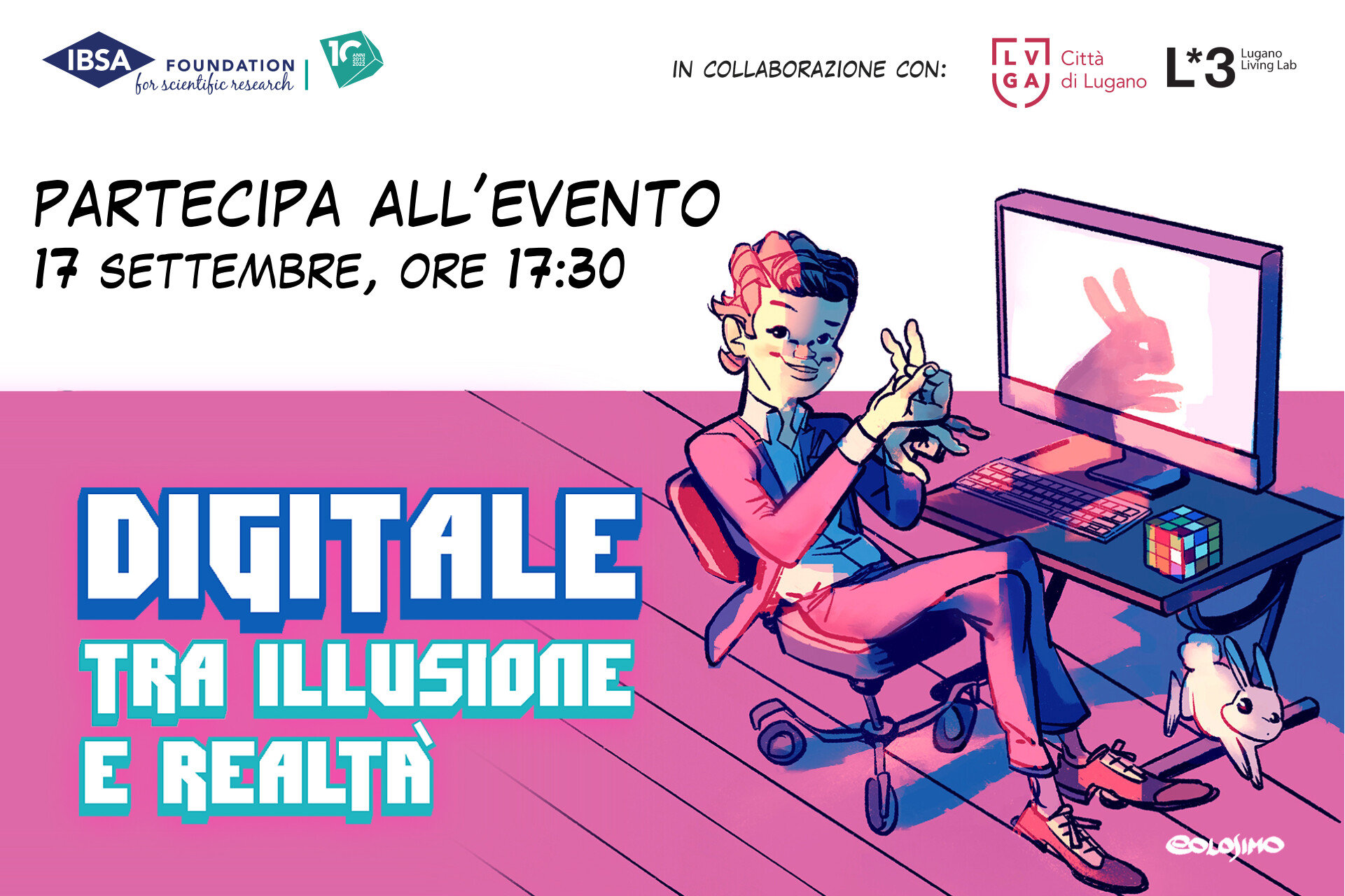 Il banner dell'evento “Digitale tra illusione e realtà” di Lugano del 17 settembre 2022