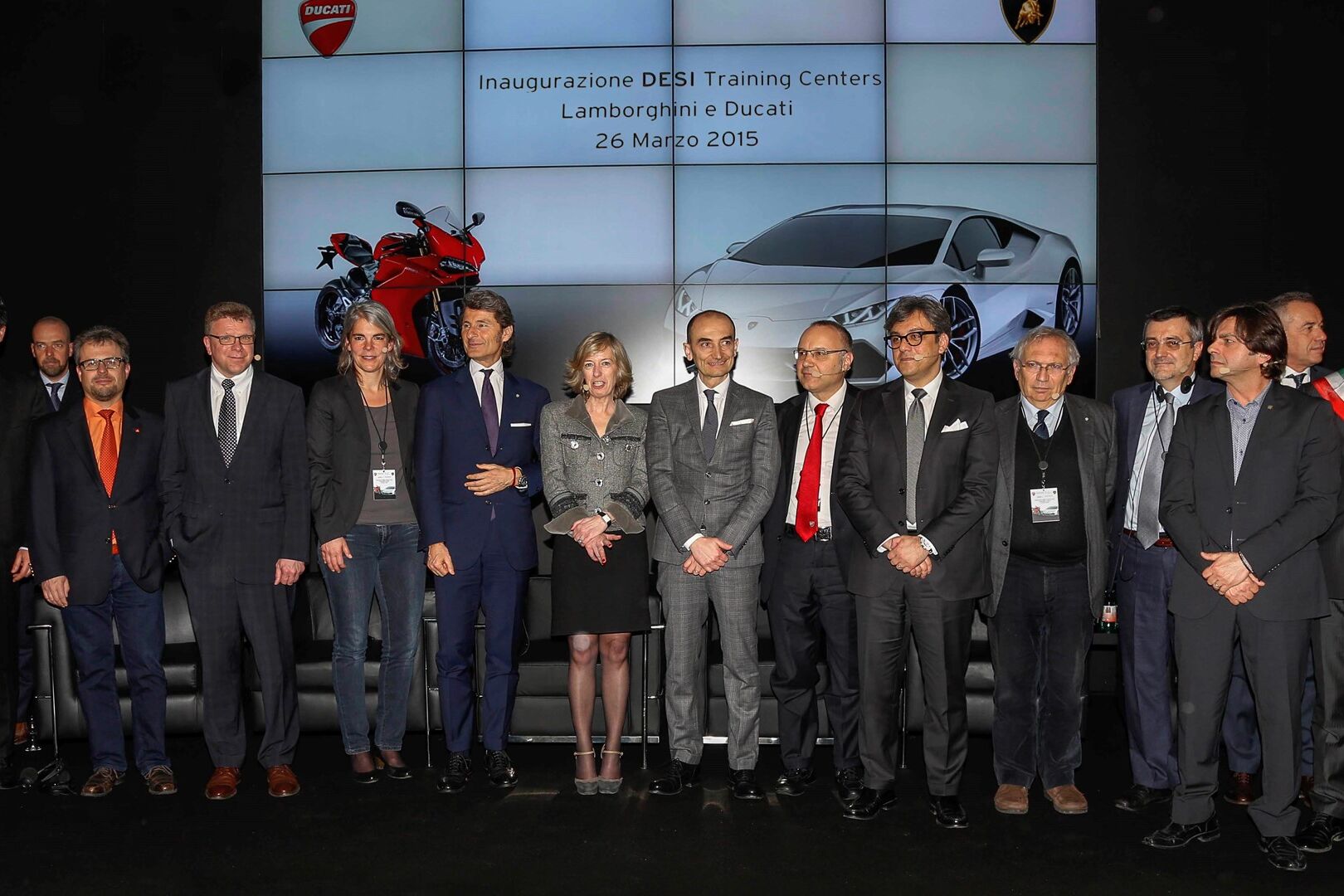 L'inauguration des centres de formation Ducati et Lamborghini DESI le 26 mars 2015