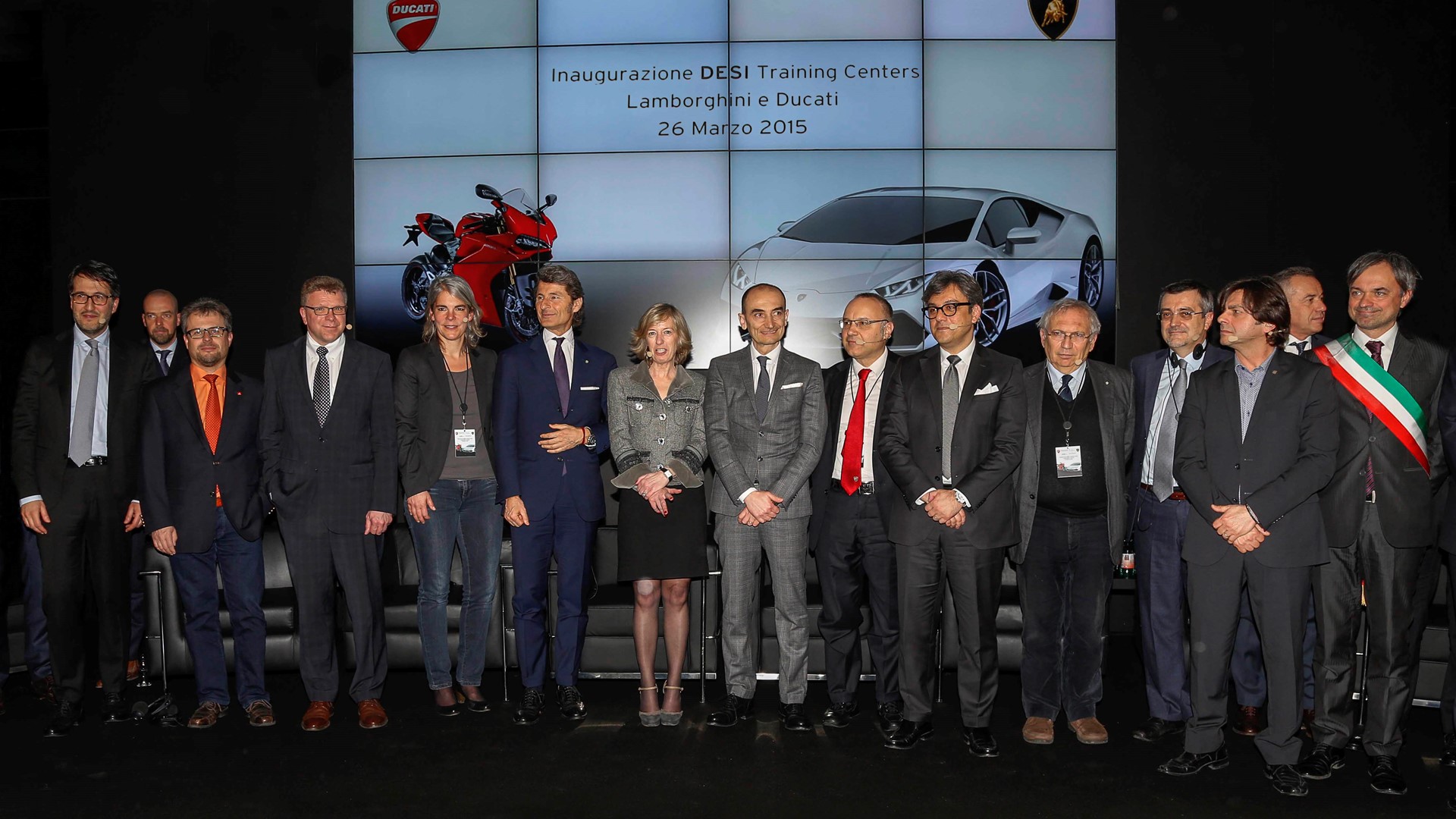 L'inauguration des centres de formation Ducati et Lamborghini DESI le 26 mars 2015