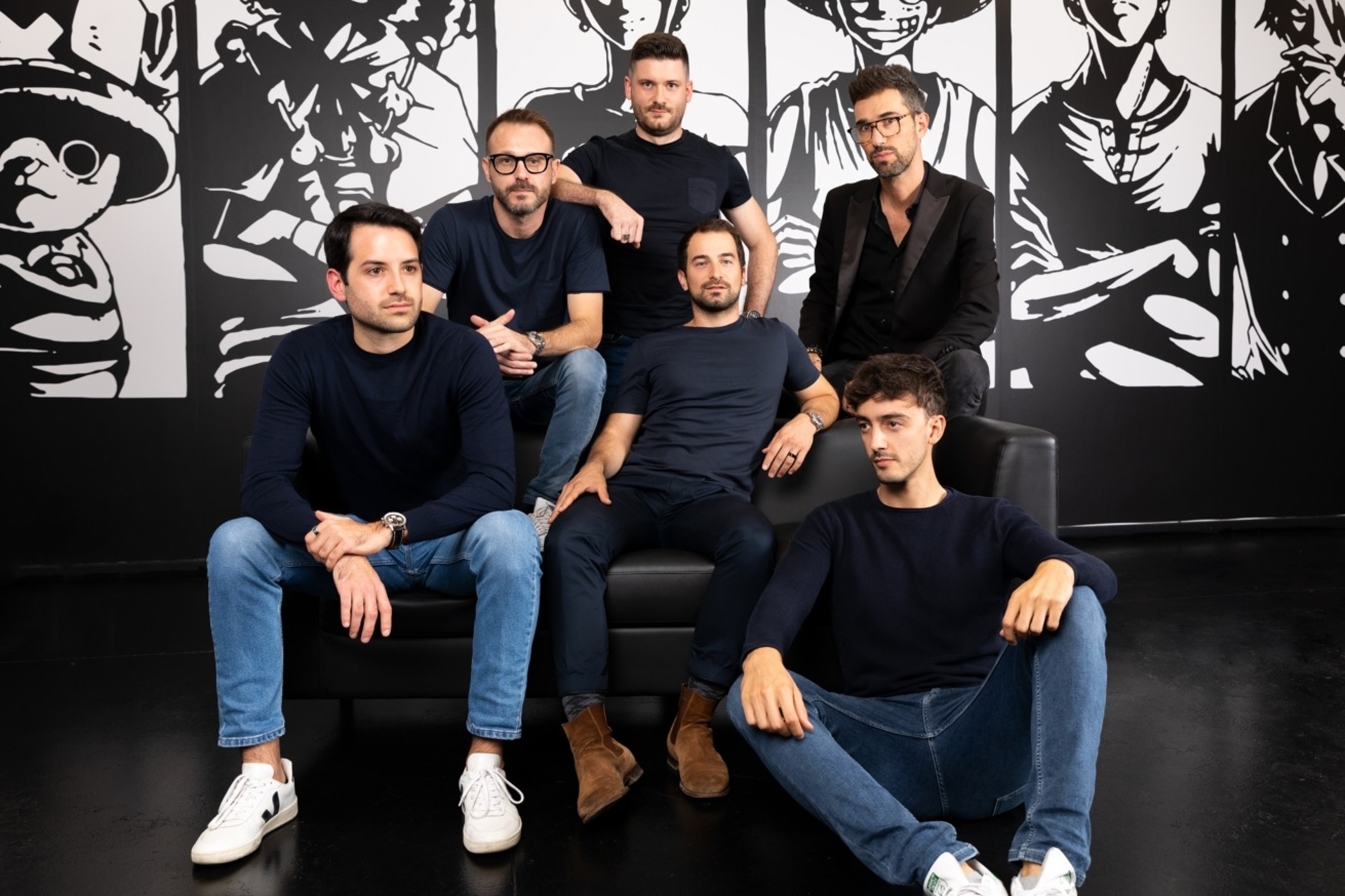 Proponentes notables de eNFT: de izquierda a derecha, Riccardo Caneve, Andrea Zaniolo, Riccardo Barcolari, Luca De Zordo, Bassel Bakdounes y Giacomo Voltolina