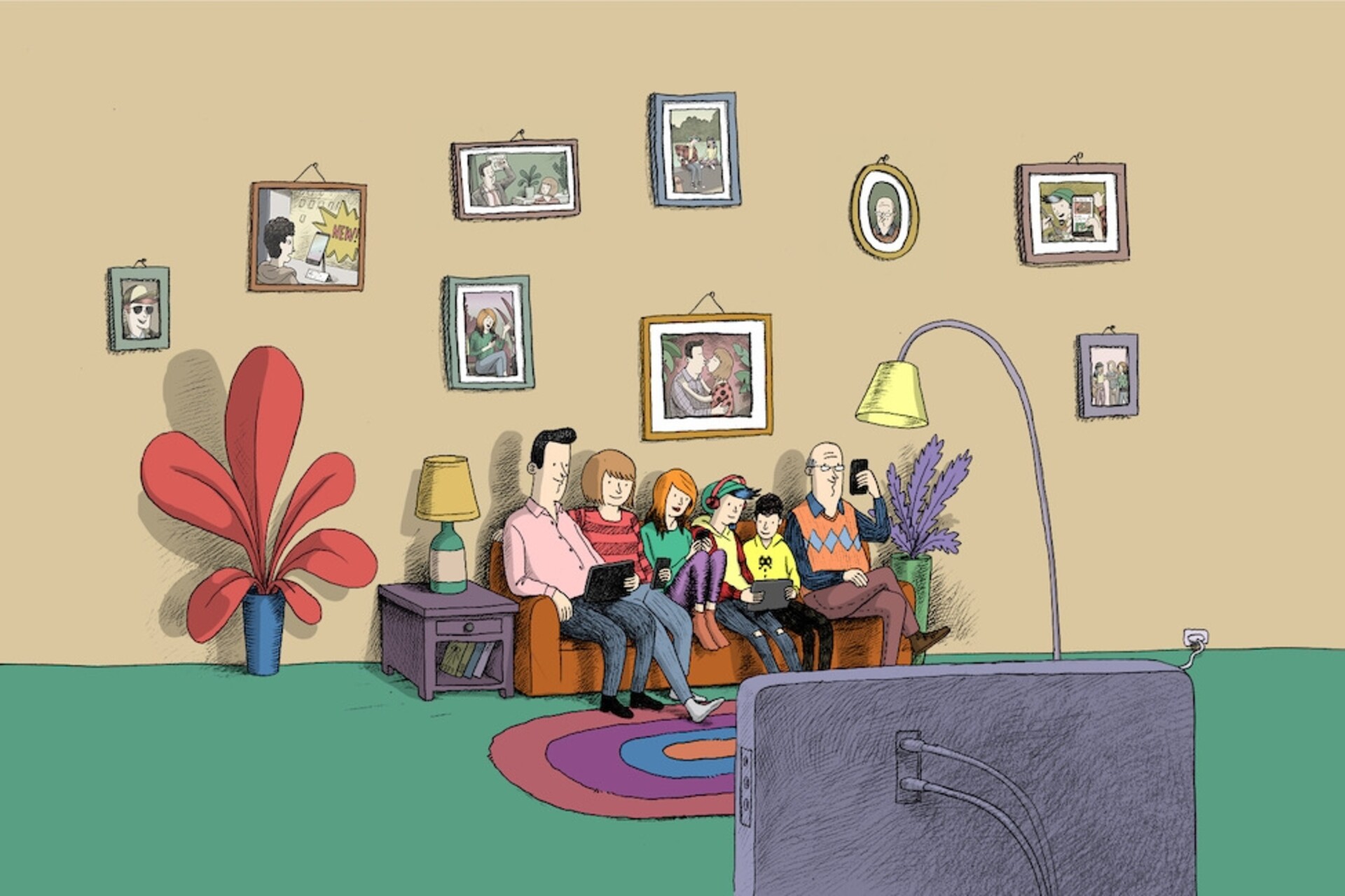 Fiktiivse Websteri perekonna karikatuurid julgustavad Šveitsi elanikkonda üksteisega seotud maailmas ettevaatlikult astuma