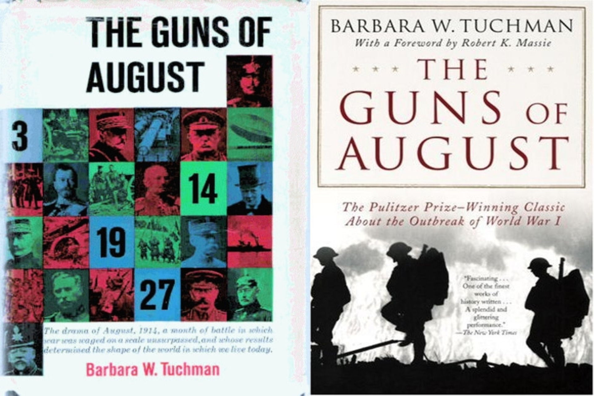 Le copertine del saggio "Cannoni d'agosto" di Barbara Tuchman, vincitore del "Premio Pulitzer" nel 1963