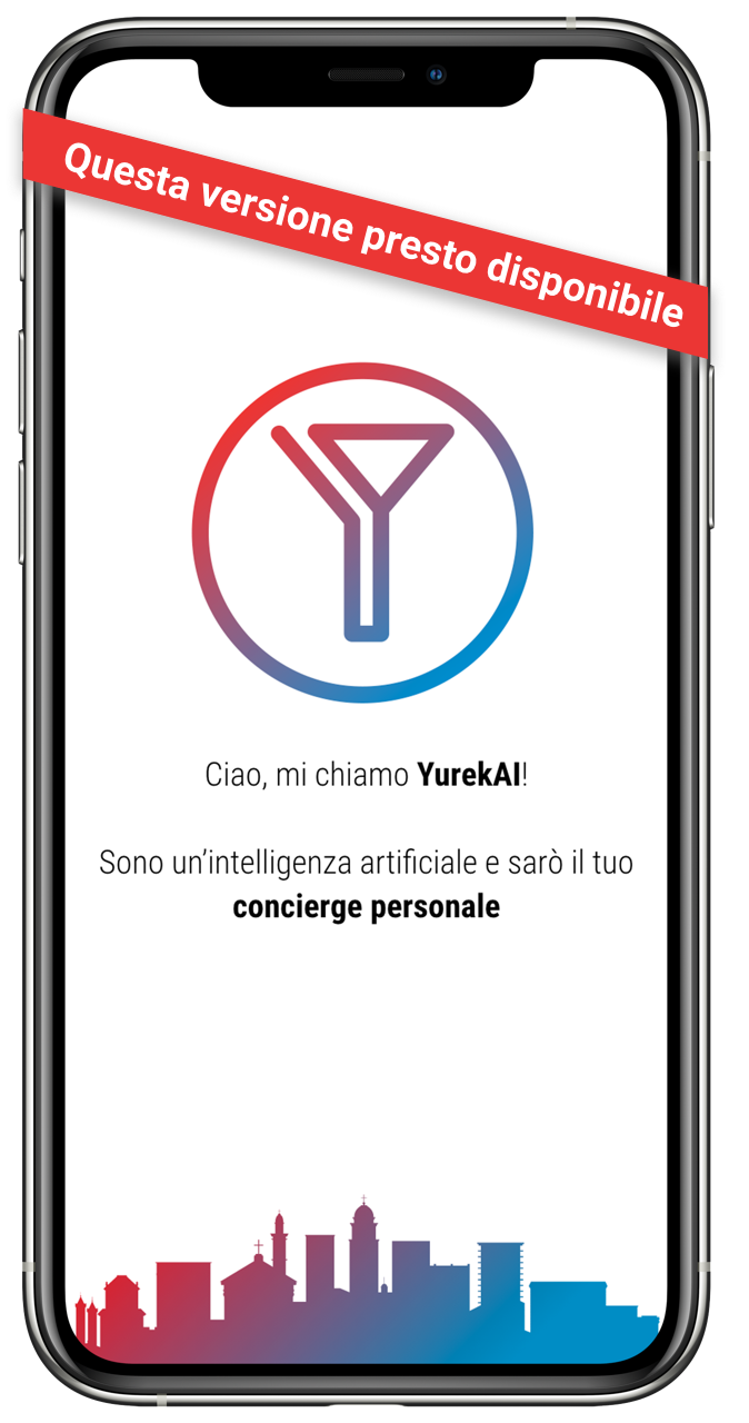 Het scherm van een smartphone waarop de YurekAI App wordt gepresenteerd